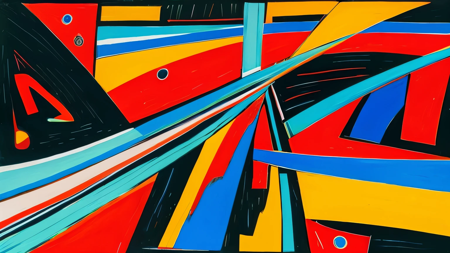 The composition is an energetic, gestural explosion of Basquiat's signature elements - bold brushstrokes, scribbled lines, and symbolic imagery. In the center is an abstract human figure rendered in black and shades of gray, with elongated limbs and a pensive facial expression. This figure appears to be at a crossroads, surrounded by a vibrant whirlwind of colors, shapes, and symbols.
Warm tones of yellows, oranges, and reds swirl around the figure, representing the sparks of new perspectives and possibilities. Cool blues and greens also flow through, suggesting the transition from the old to the new. Basquiat's iconic crown motifs hover above, symbolizing newfound clarity and self-realization.
Various abstract shapes and lines radiate outward, full of movement and momentum, capturing the concept of transition and change. Despite the seeming chaos, an uplifting, positive energy permeates throughout, leaving an impression of hope and the powerful potential for personal growth inherent in life's transitions. The overall style is quintessentially neo-expressionist Basquiat, raw yet profound.