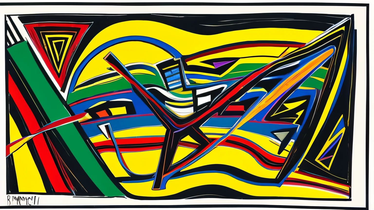 The composition is an energetic, gestural explosion of Basquiat's signature elements - bold brushstrokes, scribbled lines, and symbolic imagery. In the center is an abstract human figure rendered in black and shades of gray, with elongated limbs and a pensive facial expression. This figure appears to be at a crossroads, surrounded by a vibrant whirlwind of colors, shapes, and symbols.

Warm tones of yellows, oranges, and reds swirl around the figure, representing the sparks of new perspectives and possibilities. Cool blues and greens also flow through, suggesting the transition from the old to the new. Basquiat's iconic crown motifs hover above, symbolizing newfound clarity and self-realization.

Various abstract shapes and lines radiate outward, full of movement and momentum, capturing the concept of transition and change. Despite the seeming chaos, an uplifting, positive energy permeates throughout, leaving an impression of hope and the powerful potential for personal growth inherent in life's transitions. The overall style is quintessentially neo-expressionist Basquiat, raw yet profound.