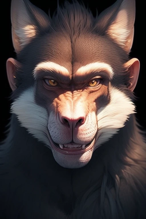 Baboon face hawk body fox tail