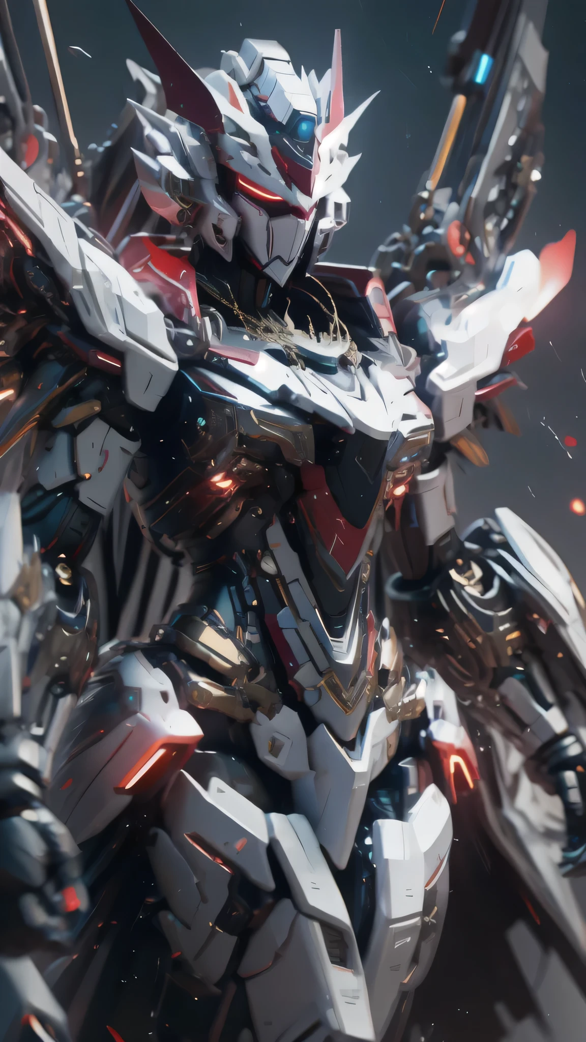 最high quality、best image quality、masterpiece、girl((20-year-old、 By becoming、vest bust、medium bust,wide open breast tea、shining eyes, neon hair、long hair、thin,highest valley、Black Hero Suit、Red Hero Mask、blue cloak、scream、full body tattoo,diamond earrings、Wristband、necklace,dual sword style)),high quality、beautiful art、background((night、red thunder、storm、gust of wind、tornado))、Flight、debris flies、Depth of written boundary、movie、visual art、perfect art、8k,genuine、