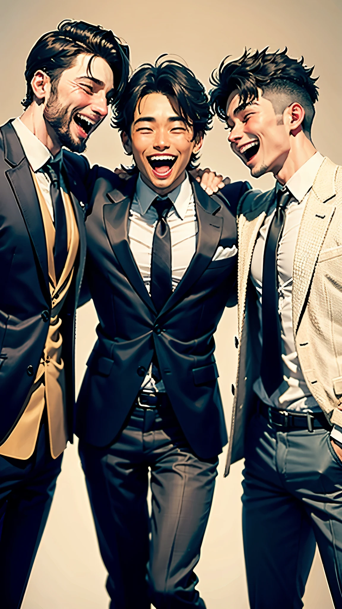 3 men laughing together