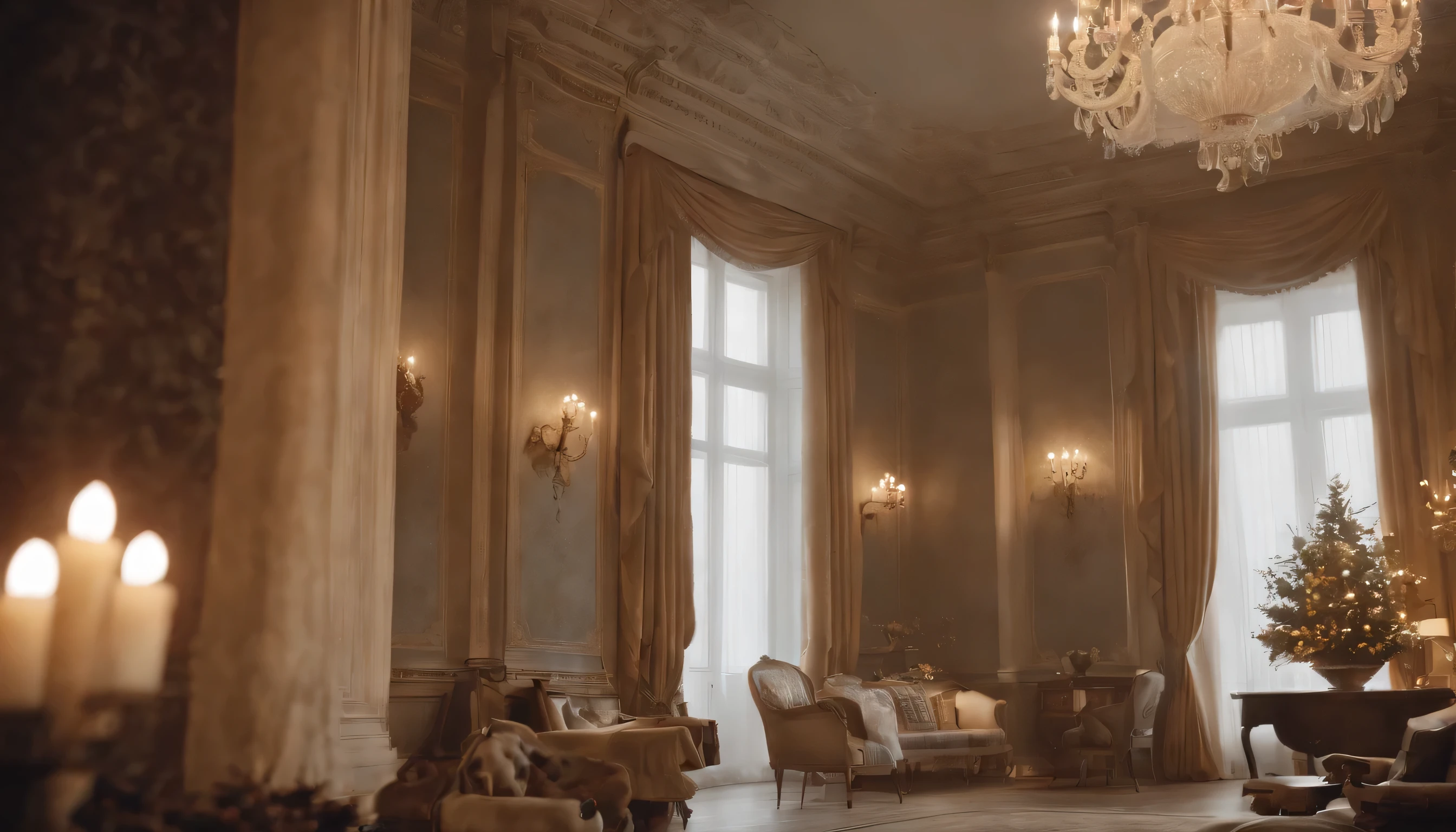 (Highly detailed CG Unity 8k wallpaper、masterpiece、highest quality、Super detailed)、(best lighting、best shadow、very delicate and beautiful)、highest quality、8k、Detailed facial depiction、masterpiece、highest quality、clear image quality、
Scenery of a large hall with a luxurious fireplace。