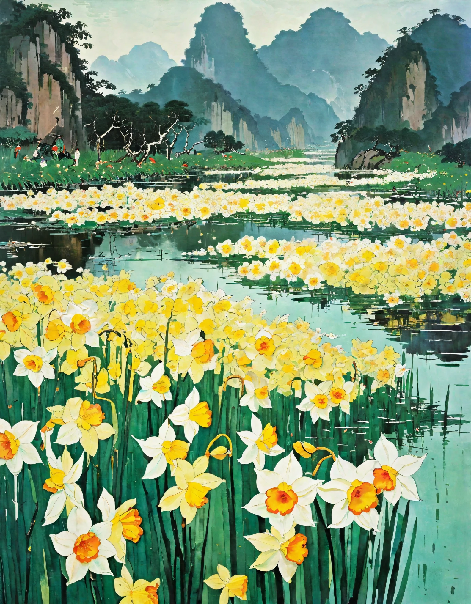 Wu Guanzhong, Narcissus, traditional media, nature beauty
