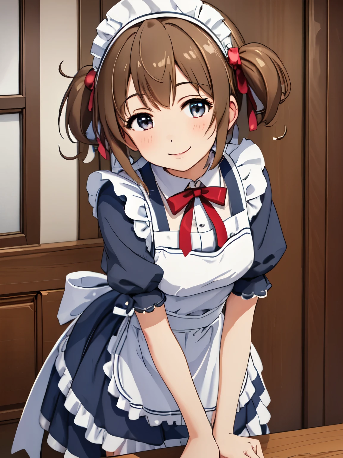 (((pixel perfect, Perfect in every detail))), silica、alone, 1 girl, silica, white maid outfit、Victorian maid clothes、sexy、 maid headdress, looking at the viewer, smile