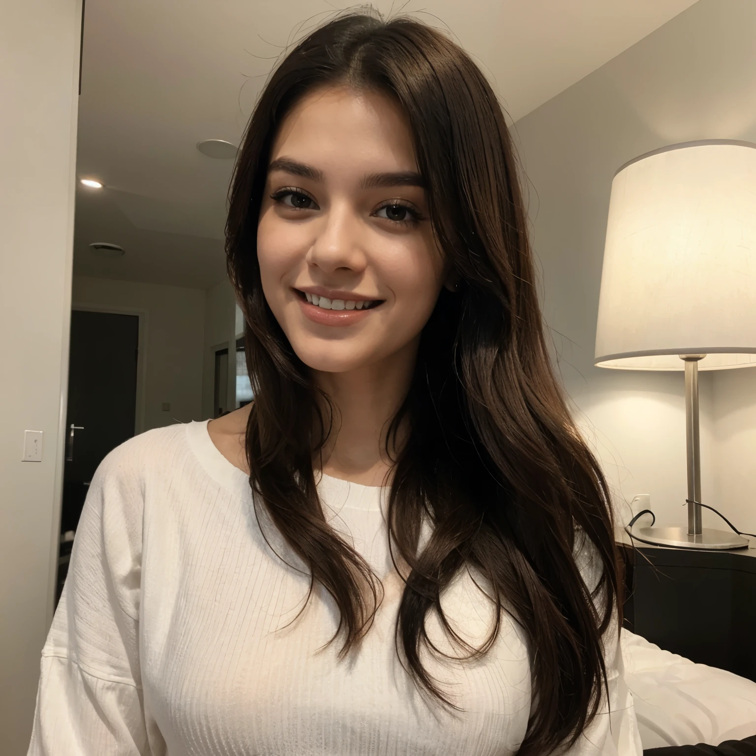 Young 22 year old beautiful girl smiling and digital influencer, she is Brazilian and from São Paulo and she is charismatic