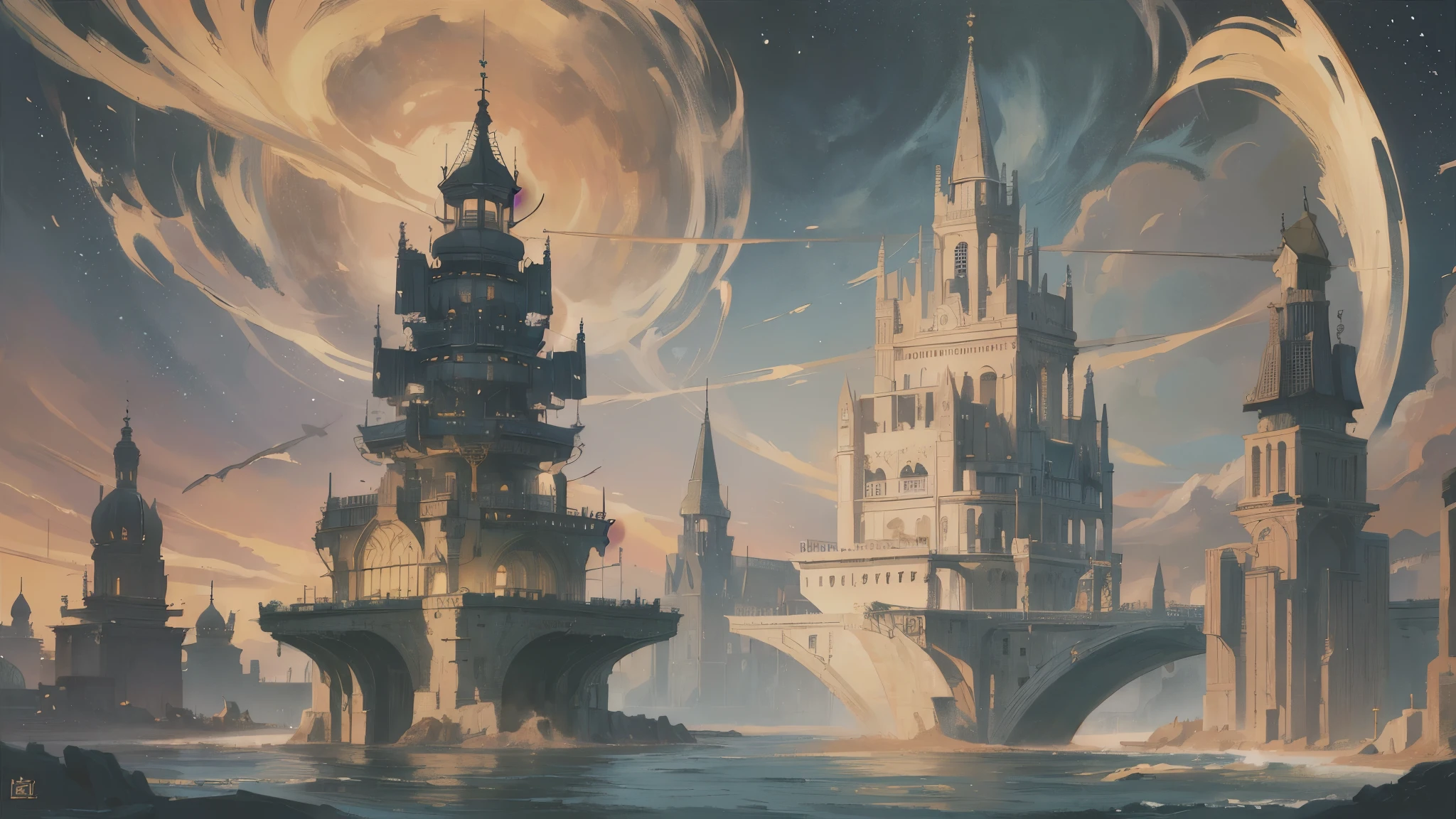 ((highest quality)),(ultra high resolution),(Super detailed),(detailed description),((best CG)),(best work of art),super precision art,amazing drawing art,(Fantasy art with precise details:1.5), Twin red and blue moons on the horizon