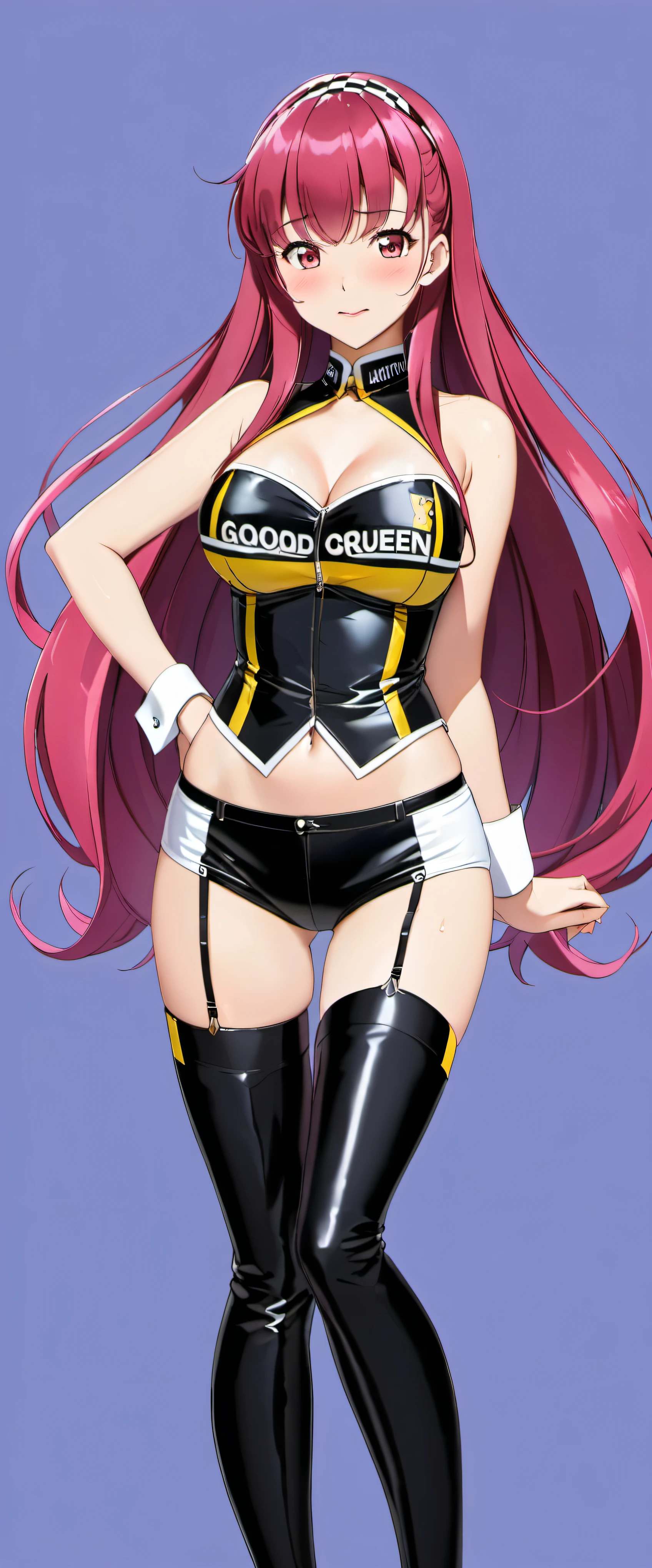 High resolution, adult woman , good lighting, despicable, , (No nudity), (((Lace Queen Uniform))), (()), (((leather thigh high boots))), (garter belt), abdomen only, (wet shorts), , cute face, I'Iは恥ずかしくて赤面します, humiliating, ((spread one's legitimacy))(T-back)