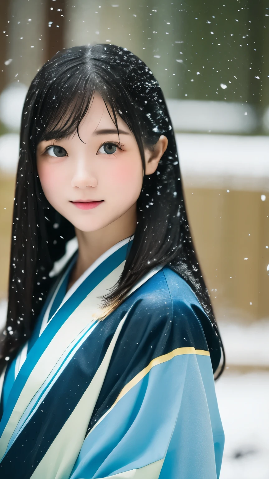 (kimono)、、(highest quality,masterpiece:1.3,超A high resolution,),(Super detailed,caustics),(Photoreal:1.4,RAW shooting,)ultra-realistic capture,very detailed,High resolution 16K suitable for human skin、 skin texture is natural、、Skin tone looks even and healthy、 Use natural light and color,one woman,Japanese,,cute,black haired,middle hair,(written boundary depth、chromatic aberration、、wide lighting range、natural shading、)、、(falling snow:1.3)、(hair swaying in the wind:1.3)、(Snow reflects light:1.3)