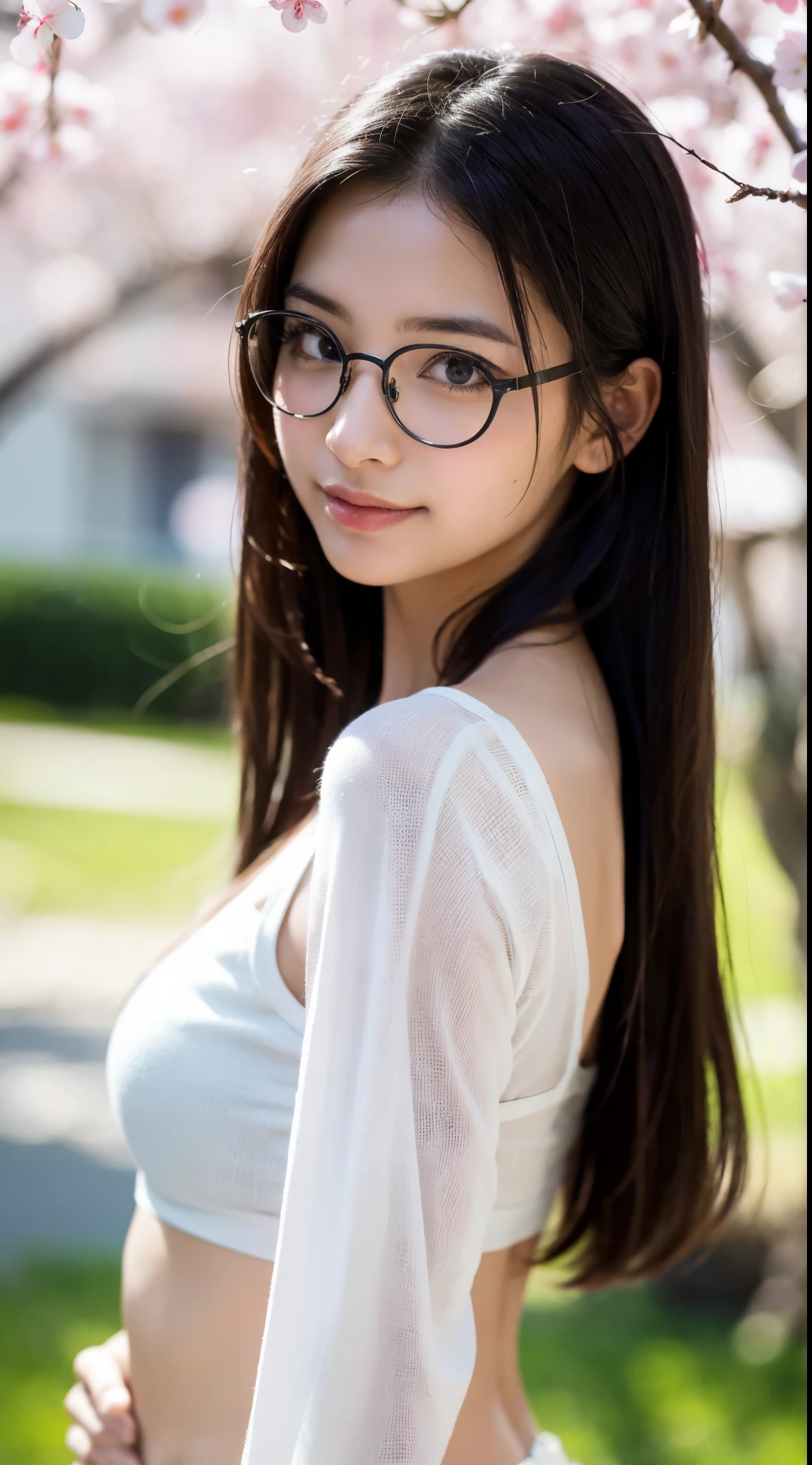 F2.8、With a shallow depth of field、1/30 seconds、ISO sensitivity is 100、In 8K,highest quality:1.4, 超A high resolution:1.5, (realistic:1.4),masterpiece:1.2,(highest quality:1.4)、 RAW photo、(background is blurry),、Nogizaka、cute、whole body、whole body、Glasses、supple fingertips,beautiful black eyes、natural skin texture:1.3, Realistic eye and face details:1.7、medium breasts、look at the audience、beautiful feet、spring、long sleeve、High resolution、 one beautiful young woman、 (soft saturation:1.3)、(white skin:1.2)、 (非常にdetailed background、detailed background)、Bokeh、 break,Portrait of a smiling girl。Seen from the front、The composition is symmetrical。 Look straight ahead with serious eyes、break towel wrap、towel wrap、medium breasts、 outside the house、Uncharted、null、Light of the sun、Scenery of cherry blossom trees、 strong light、with front light、 (ager:1.3)、(cowboy shot:1.2)、Break angle from the front、 looking at the viewer、red bikini, dynamic pose、seaweed、seaweed、seaweed、seaweed、seaweed、seaweed、