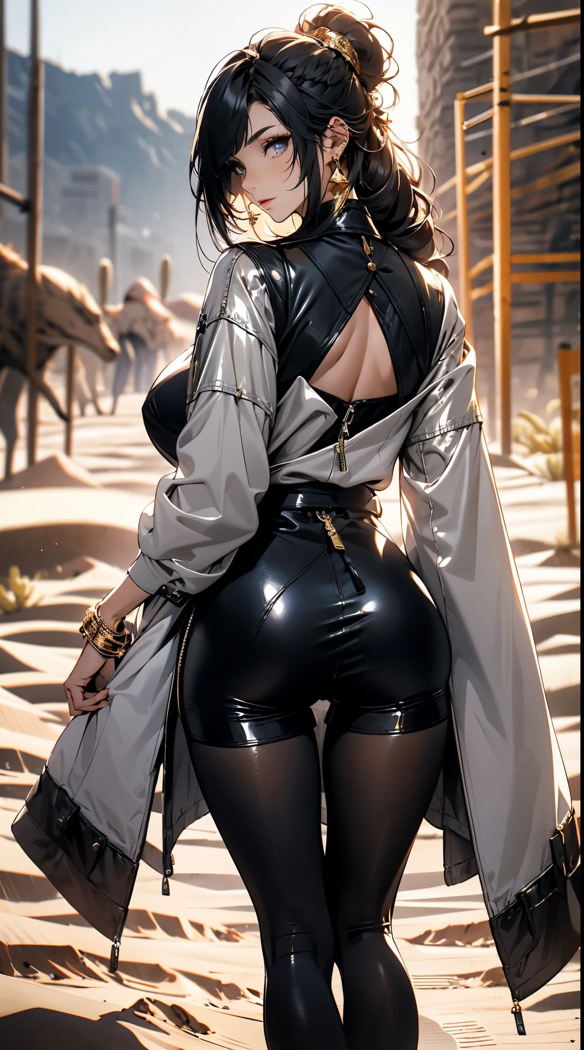 dredd_tiefling, (pin up art of a milf succubus with black warlock horns, reptile tail:1.2), pointy elf ears, goat legs, hooves, 1girl, solo, desert cave, best quality, dutch angle view, ass focus, rating_explicit, score_9, score_8_up, score_8, score_9, score_8_up, score_7_up, score_6_up, embedding:zPDXL3, (black ancient kimono:1.2), athletic, wide hips, massive tits, (colored skin, Mexican face, black skin:1.2), Medieval bronze hair, leaning over, looking at viewer:1.2), pouty lips expression, detailed blue eyes