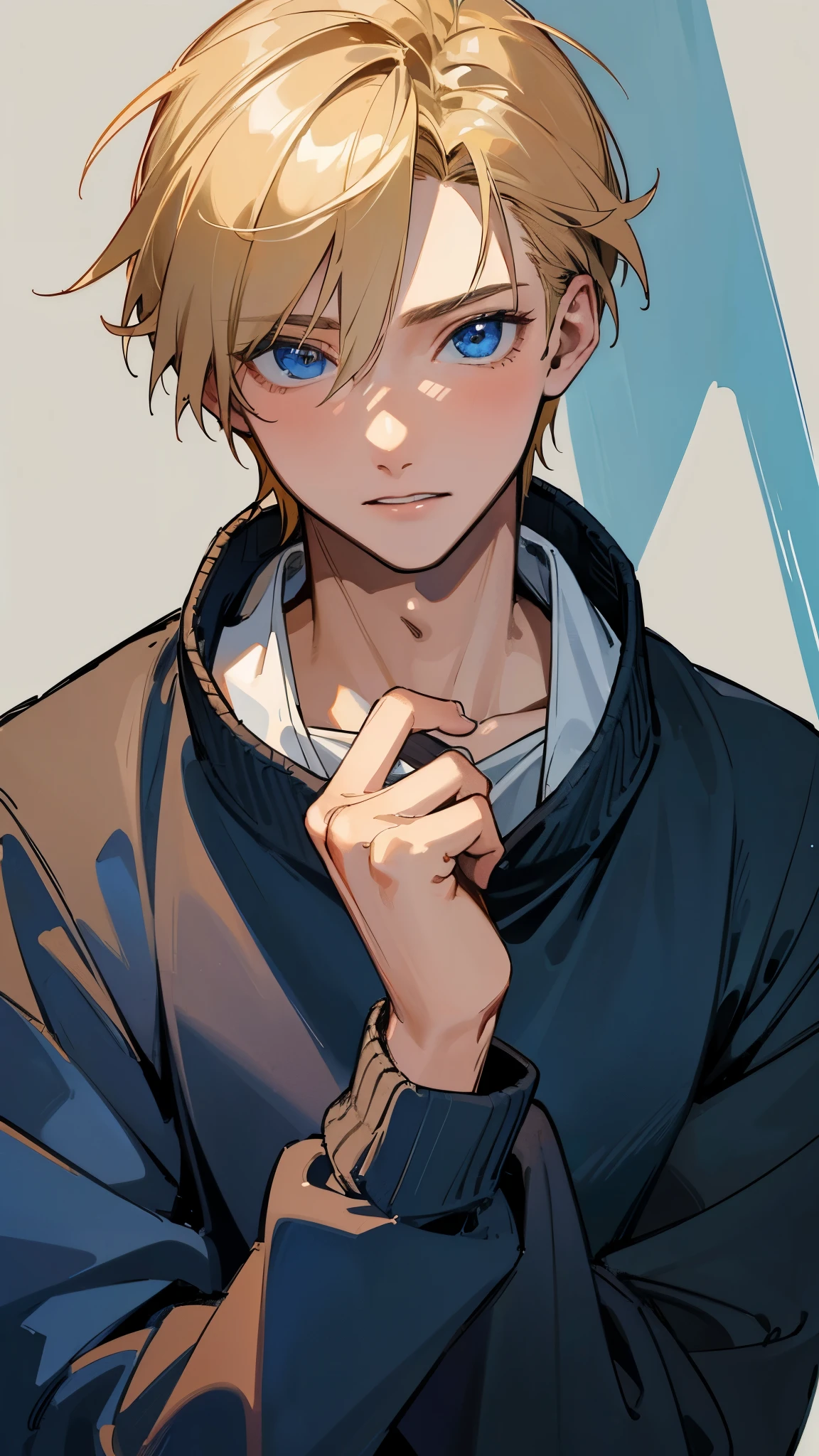 (highest quality,High resolution,masterpiece:1.2),detailed picture,20 year old male,Upper body,blonde,blue eyes,kind face,wearing a sweatshirt,No background,sharp focus,