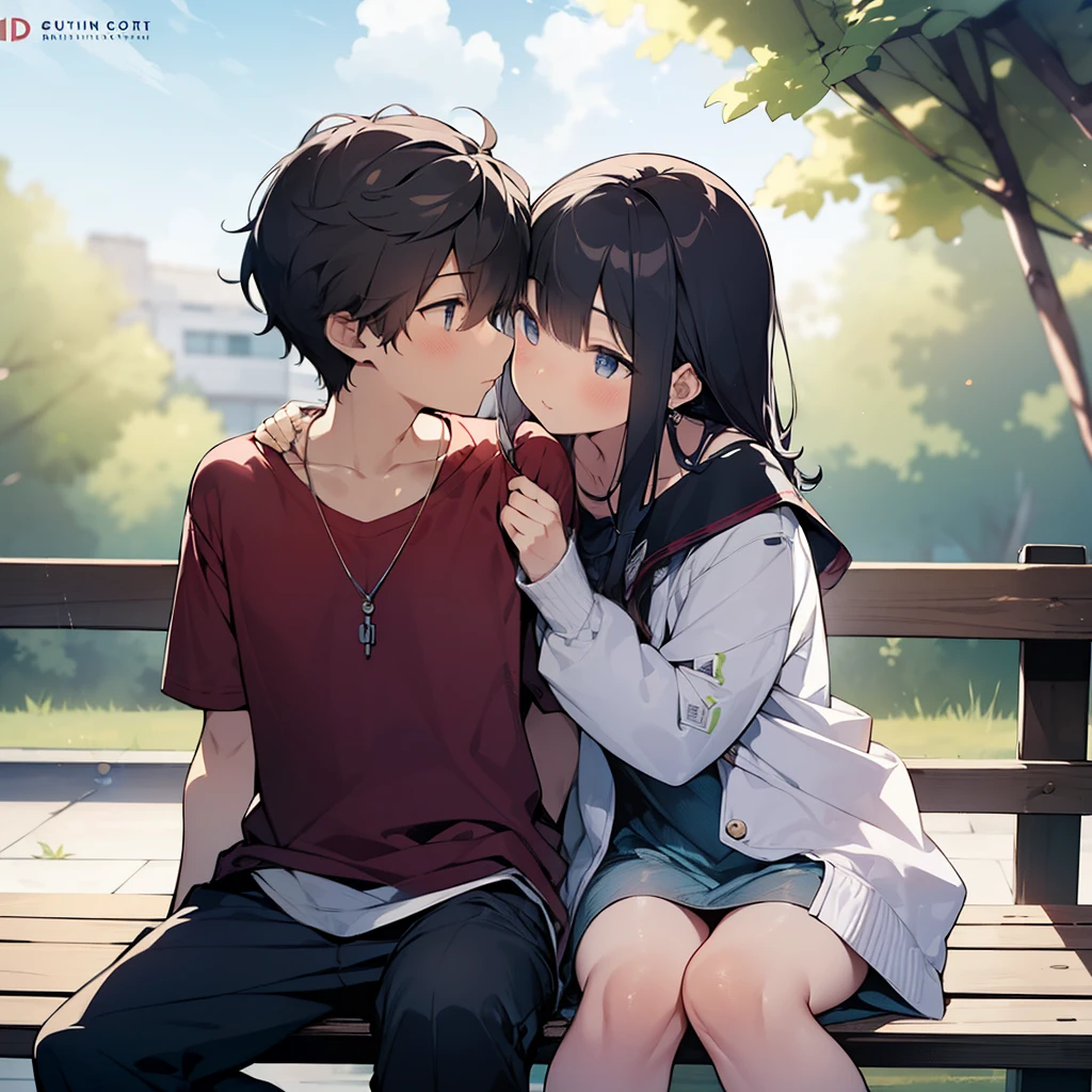 sky blue hair、Anime girl with long hair hugging her boyfriend on a bench, anime moe art style, Gweiz, detailed digital anime art, cute girl anime visual, artwork in the style of Gweiz, Smooth anime CG art, clean detailed anime art, Gweiz and makoto shinkai, digital anime art, Ilya Kubshinov with long hair