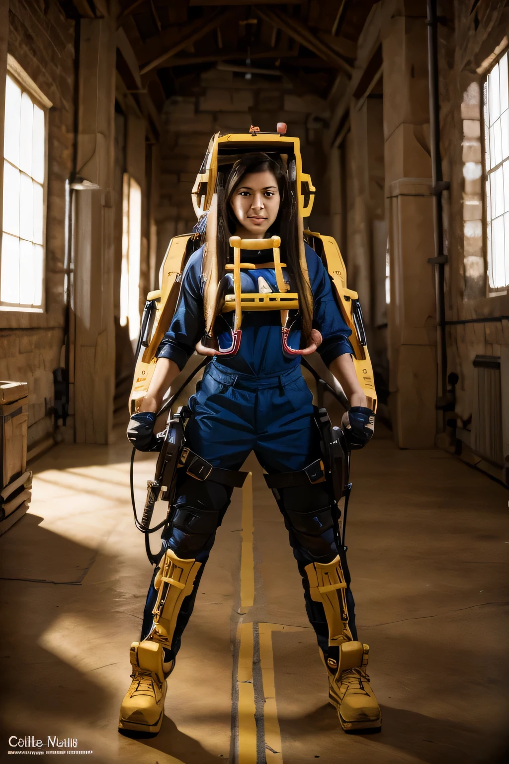 Best quality, Masterpiece, cielv2, 1 girl, solo portrait, exoskeleton, power loader