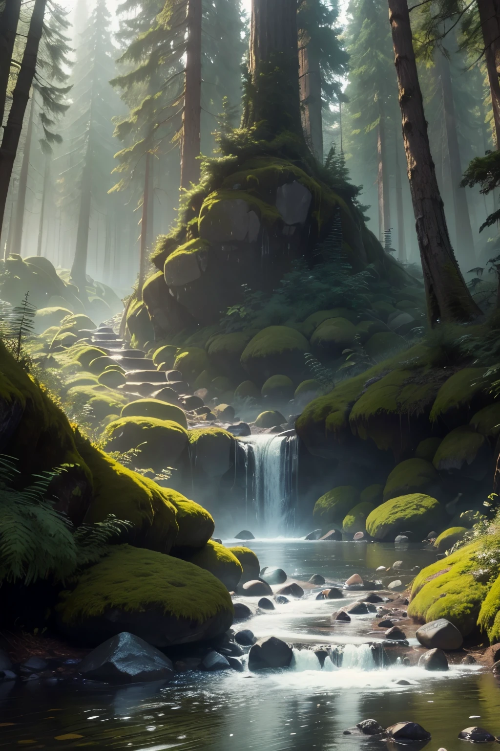 (best quality,4k,highres,masterpiece:1.2),stone in the forest