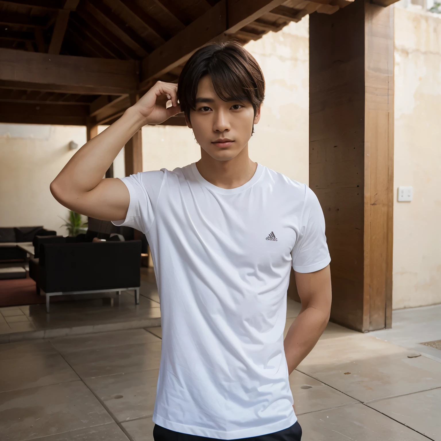Homen de terno, homen coreano, homen fazendo pose para foto ultra realista