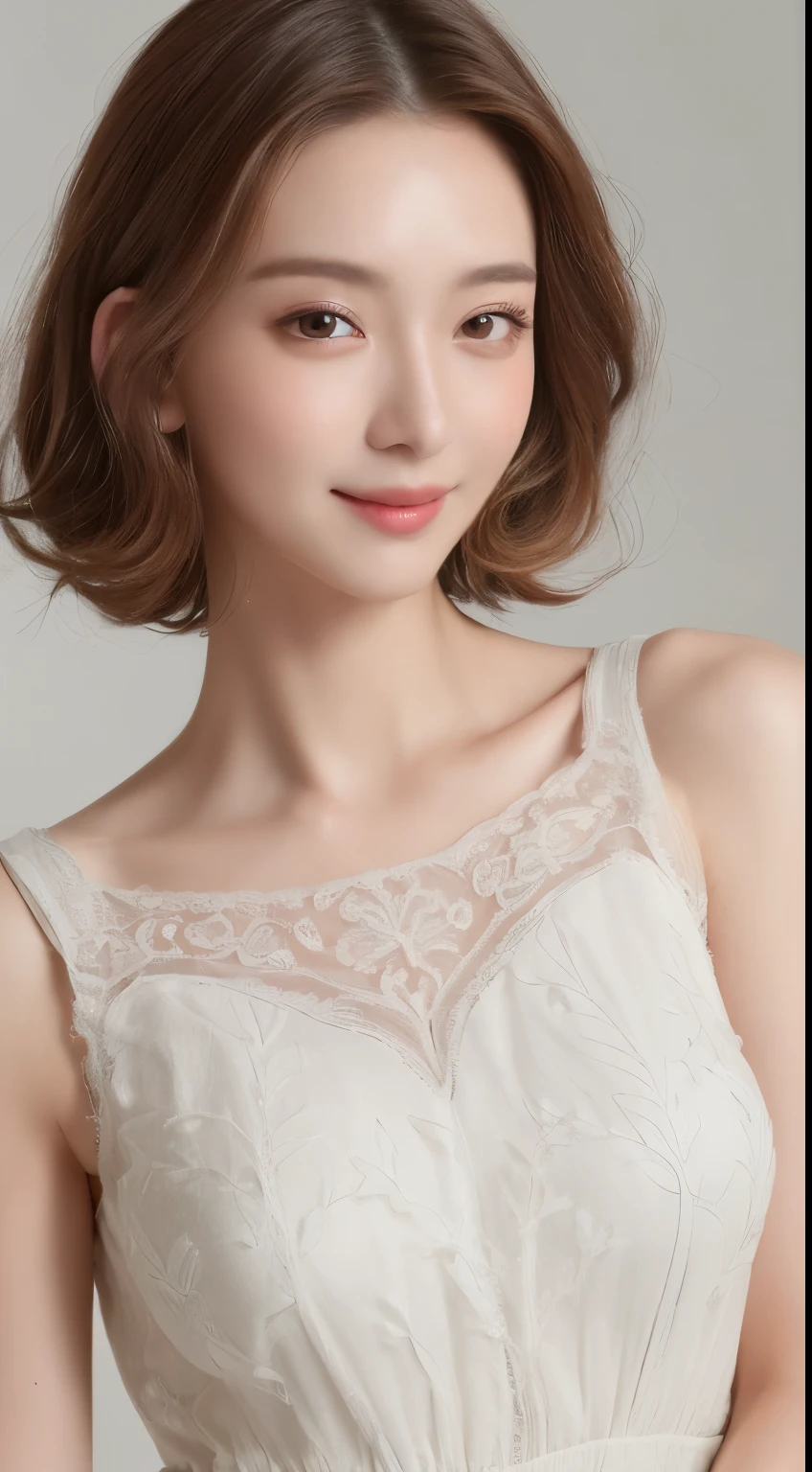 ((highest quality, 8k, masterpiece: 1.3)), 1 girl, The beauty of slim abs: 1.3, (hairstyle casual, big breasts: 1.2), dress: 1.1, super detailed face, delicate eyes, double eyelid, smile, Home