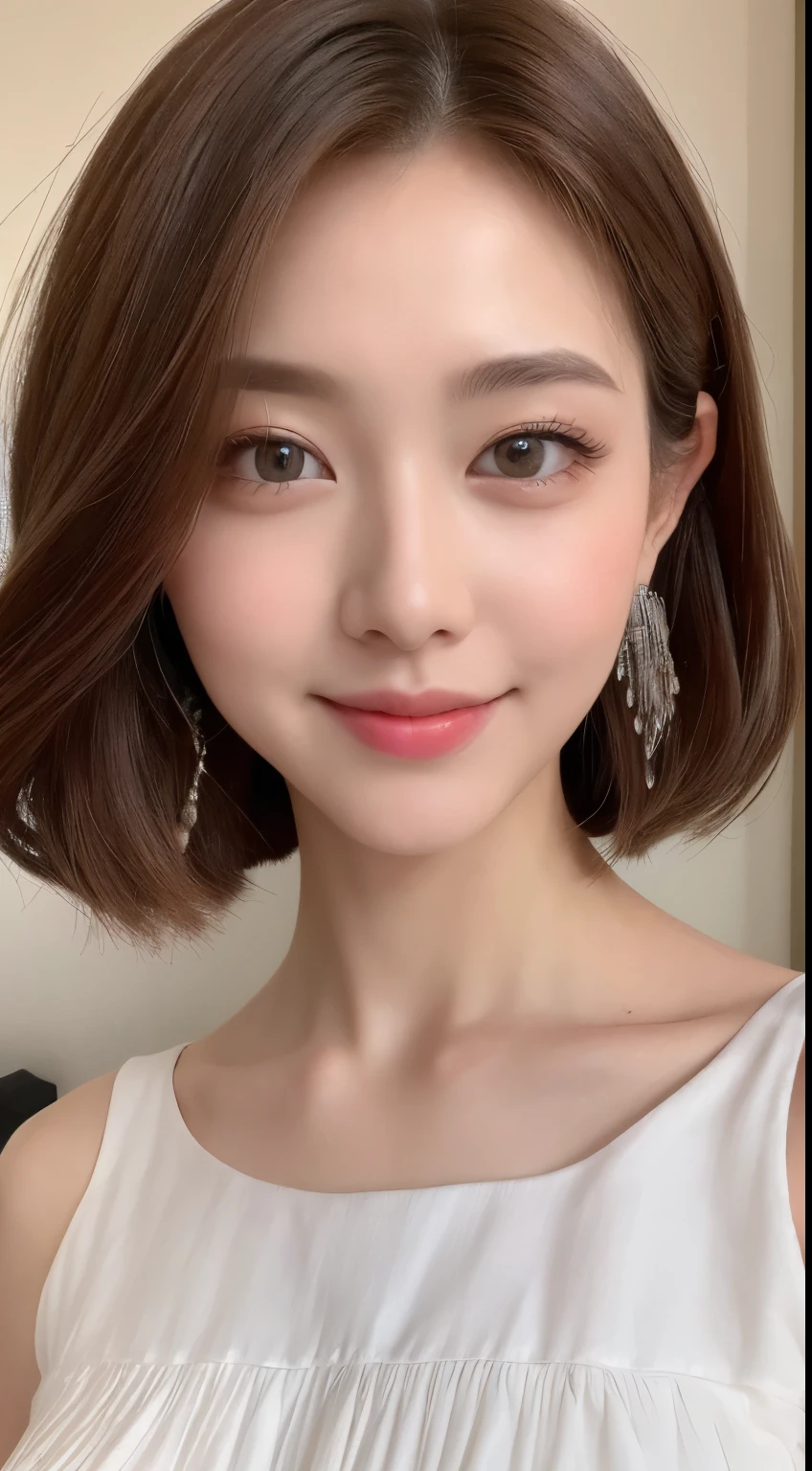 ((highest quality, 8k, masterpiece: 1.3)), 1 girl, The beauty of slim abs: 1.3, (hairstyle casual, big breasts: 1.2), dress: 1.1, super detailed face, delicate eyes, double eyelid, smile, Home
