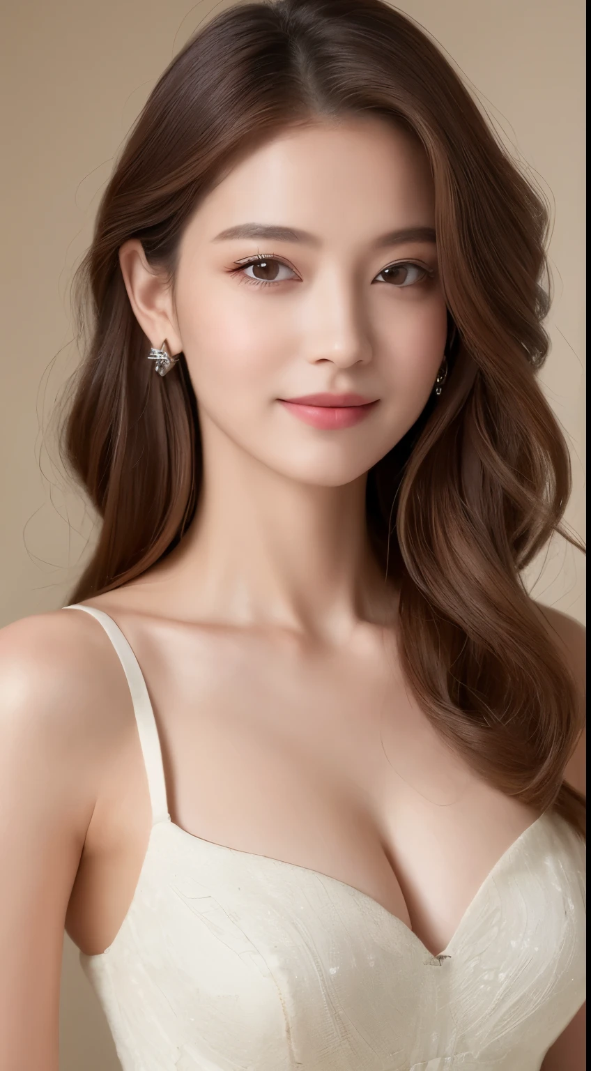 ((highest quality, 8k, masterpiece: 1.3)), 1 girl, The beauty of slim abs: 1.3, (hairstyle casual, big breasts: 1.2), dress: 1.1, super detailed face, delicate eyes, double eyelid, smile, Home,big breastsk,cleavage