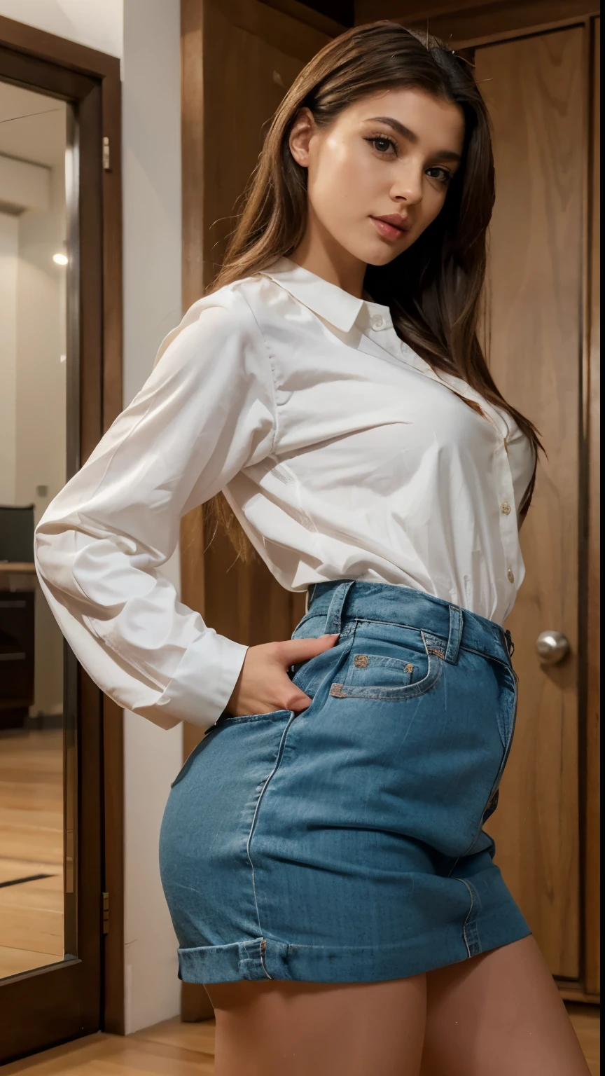 (girls' school blouse on hanger swells as if worn by invisible girl:1.7),((invisible, no humans:1.7, headless:1.7, handless, legless)), (big breasts:1.9),arms up,Masterpiece, top quality, official art, highly detailed CG Unity 8K wallpaper, very delicate and beautiful, ultra high resolution, (photorealistic: 1.4), golden hour lighting