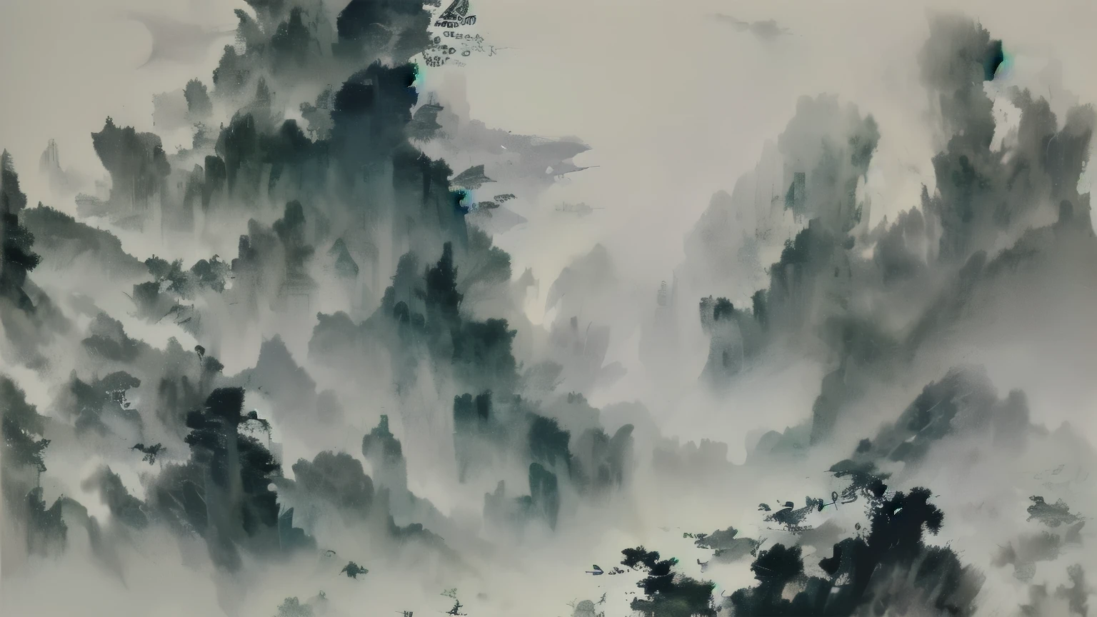 grayscale watercolor images, Wu Guanzhong's artistic style is a harmonious fusion of classical Chinese ink art and innovative Western painting concepts. Distinguished by its contemporary take on time-honored motifs, this approach produces visually captivating results through the skillful manipulation of color and line.