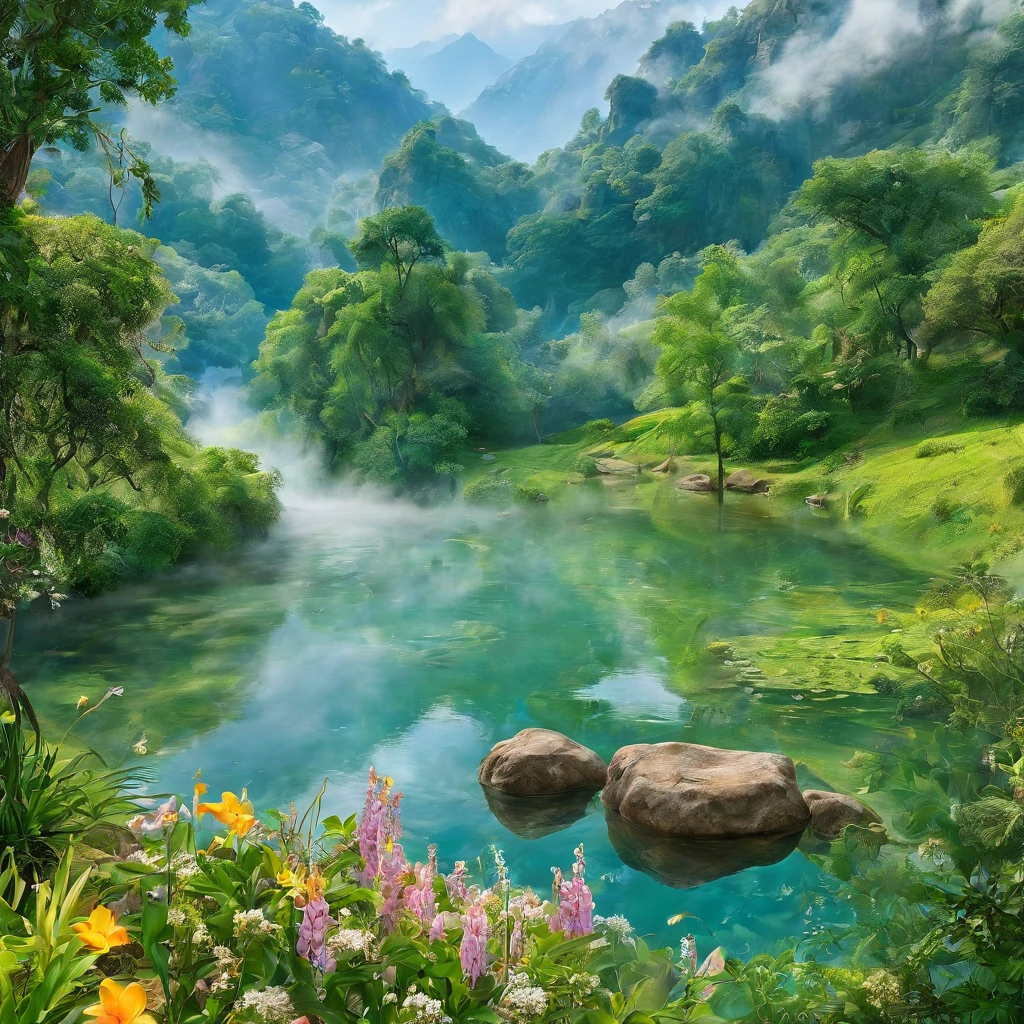 (best quality,highres,ultra-detailed),nature-inspired landscape,scenic beauty,serene atmosphere,lush greenery,beautiful detailed flowers,glorious sunshine,breathtaking view,tranquil setting,gentle breeze,harmonious colors,ethereal lighting,realistic textures,majestic mountains,sparkling rivers,vibrant wildlife,splendid waterfalls,peaceful meadows,serene forests,morning mist,crystal-clear lakes,pristine beauty,refreshing waterfall sounds,hidden trails,endless horizon,calm reflection,whispering trees,wildflower field,dappled sunlight,fluttering butterflies,twittering birds,romantic picnic spot,blissful tranquility,magical realm,enchanted garden,adventure awaits,escape from reality,inspired by nature's wonders,immersed in the beauty of the natural world,unfolding the secrets of Dame Nature's masterpiece.