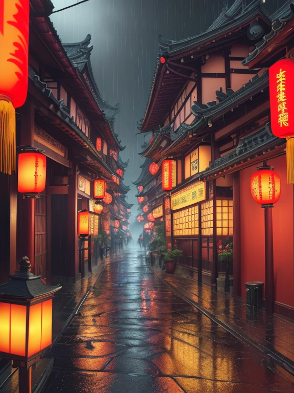 (best quality,4k,8k,highres,masterpiece:1.2),ultra-detailed,(realistic,photorealistic,photo-realistic:1.37), HDR, UHD, studio lighting, ultra-fine painting, sharp focus, physically-based rendering, extreme detail description, professional, vivid colors, bokeh, portraits, landscape, horror, anime, sci-fi, photography, concept artists, vibrant colors, enchanting atmosphere, dreamlike, bustling streets, traditional architecture, historic charm, vibrant marketplace, rainy atmosphere, cyberpunk, ancient Chinese castle, intricately lit buildings, cinematic, Raymond Han inspired, picturesque, Asia, Japan, Chinese culture, traditional Asian village, urban Japan