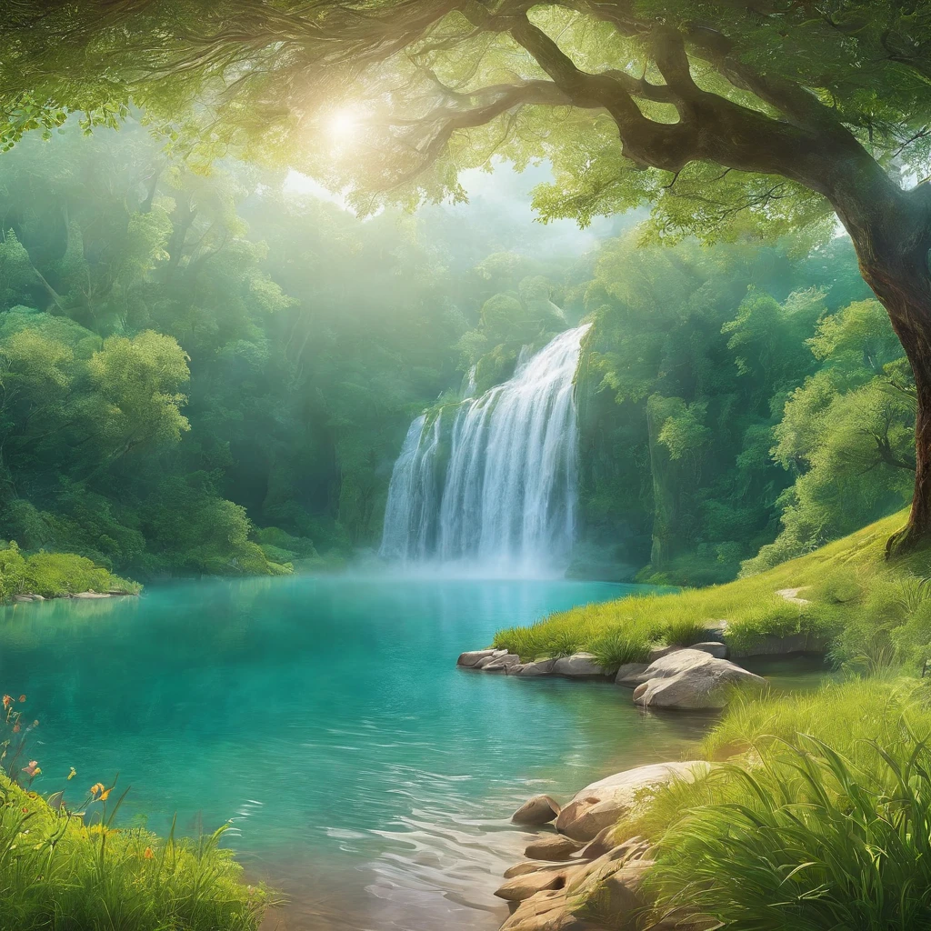 (best quality,highres,ultra-detailed),nature-inspired landscape,scenic beauty,serene atmosphere,lush greenery,beautiful detailed flowers,glorious sunshine,breathtaking view,tranquil setting,gentle breeze,harmonious colors,ethereal lighting,realistic textures,majestic mountains,sparkling rivers,vibrant wildlife,splendid waterfalls,peaceful meadows,serene forests,morning mist,crystal-clear lakes,pristine beauty,refreshing waterfall sounds,hidden trails,endless horizon,calm reflection,whispering trees,wildflower field,dappled sunlight,fluttering butterflies,twittering birds,romantic picnic spot,blissful tranquility,magical realm,enchanted garden,adventure awaits,escape from reality,inspired by nature's wonders,immersed in the beauty of the natural world,unfolding the secrets of Dame Nature's masterpiece.
