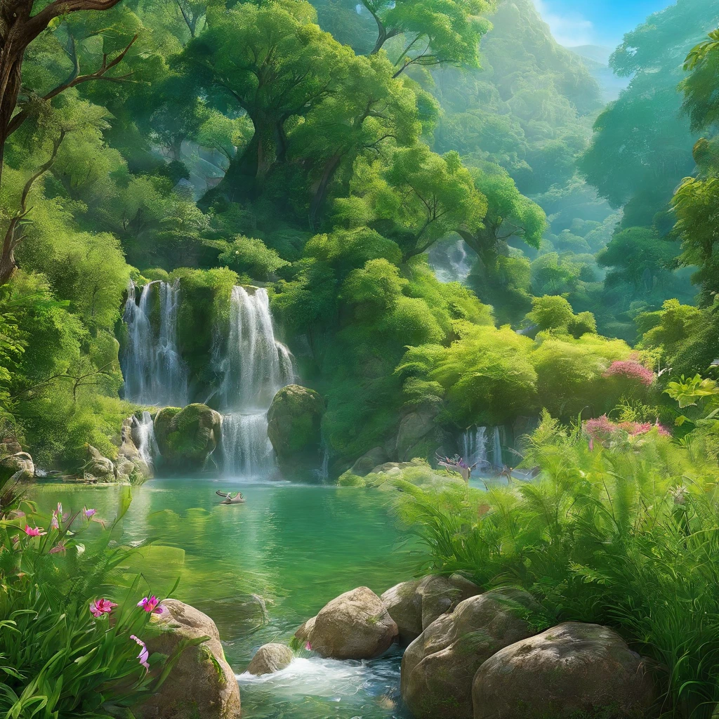(best quality,highres,ultra-detailed),nature-inspired landscape,scenic beauty,serene atmosphere,lush greenery,beautiful detailed flowers,glorious sunshine,breathtaking view,tranquil setting,gentle breeze,harmonious colors,ethereal lighting,realistic textures,majestic mountains,sparkling rivers,vibrant wildlife,splendid waterfalls,peaceful meadows,serene forests,morning mist,crystal-clear lakes,pristine beauty,refreshing waterfall sounds,hidden trails,endless horizon,calm reflection,whispering trees,wildflower field,dappled sunlight,fluttering butterflies,twittering birds,romantic picnic spot,blissful tranquility,magical realm,enchanted garden,adventure awaits,escape from reality,inspired by nature's wonders,immersed in the beauty of the natural world,unfolding the secrets of Dame Nature's masterpiece.