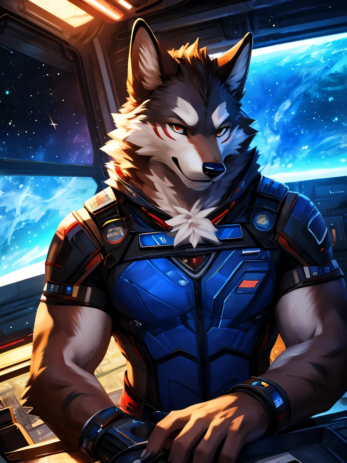 posted on e621, (by Chunie), male, Wolf anthro, solo, (Realistic eye details 1.2), anime character, arafed image of a man in a space station with a mask, pov furry art, anthro paw pov art, furry paw pov art, commission for high res, furry art!!!, very very beautiful furry art, furry art, on a space station, in a space station, fursona furry art commission, detailed fanart, fursona art, furry fantasy art, slim body, full body like, muscular, in a panoramic view, masterpiece, Abstract beauty, ultra detailed face, depth of field, motion blur, high details, high quality, award winning, HD, 16k, (best quality,4k,8k,highres,masterpiece:1.2),ultra-detailed,realistic:1.37,HDR,UHD,studio lighting,extreme detail description,professional,vivid colors,bokeh,lively atmosphere, natural lighting