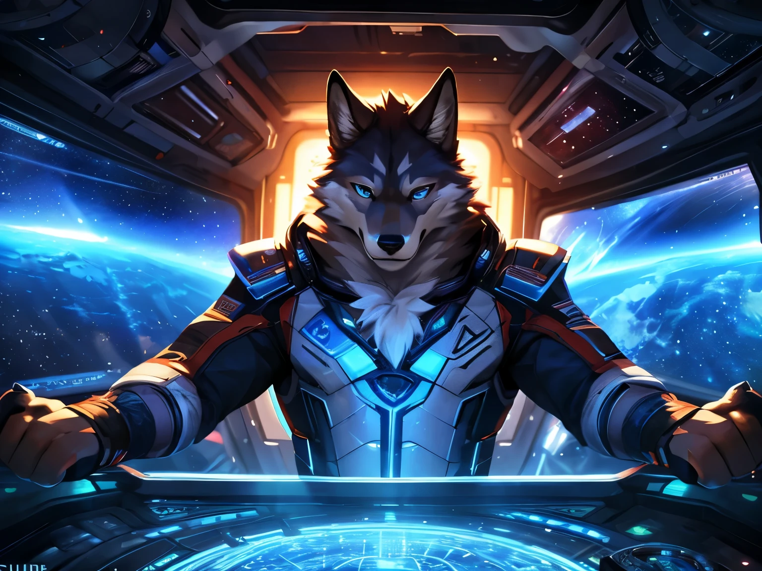 posted on e621, (by Chunie), male, Wolf anthro, solo, (Realistic eye details 1.2), anime character, arafed image of a man in a space station with a mask, pov furry art, anthro paw pov art, furry paw pov art, commission for high res, furry art!!!, very very beautiful furry art, furry art, on a space station, in a space station, fursona furry art commission, detailed fanart, fursona art, furry fantasy art, slim body, full body like, muscular, in a panoramic view, masterpiece, Abstract beauty, ultra detailed face, depth of field, motion blur, high details, high quality, award winning, HD, 16k, (best quality,4k,8k,highres,masterpiece:1.2),ultra-detailed,realistic:1.37,HDR,UHD,studio lighting,extreme detail description,professional,vivid colors,bokeh,lively atmosphere, natural lighting