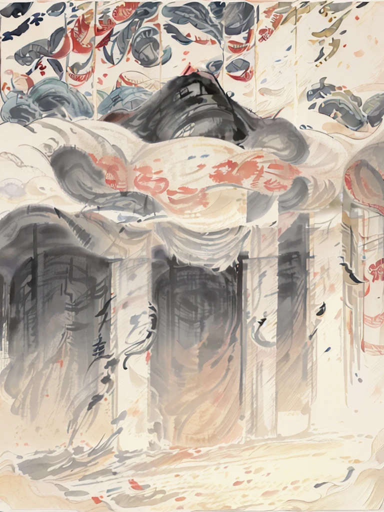 impressionist painting:1.3, ((Wu Guanzhong Modern Chinese Painting, painting a Chinese temple:1.4)), ((White inks and paints with very subtle brushstrokes of color (to highlight) on paper:1.5)),