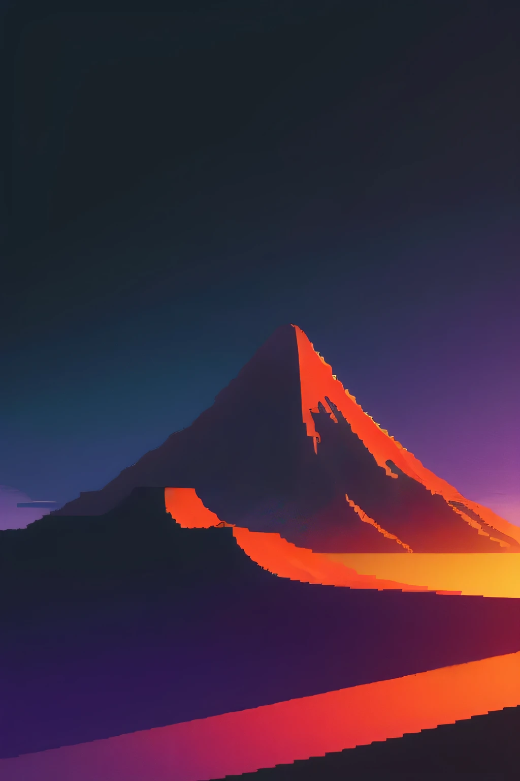 (best quality,4k,8k,high resolution,masterpiece:1.2),Super detailed,(actual,photoactual,photo-actual:1.37),pixel art,graphic design,detailed desert house,silhouette,Background image,magma zone,landscape pixel art,grainy texture,desert house,dune,clear sky,sharp edge,abstract shapes,Harmony of colors and shapes,Many palm trees,peaceful atmosphere,surreal perspective,sparse field,梦幻般的Feel,dust particles,Vintage aesthetic,bright colors,Contrast of light and shadow,Gradient sky,Pixelate cloud,majestic mountains,isolated structure,Creativity and imagination,Geometric patterns,mysterious atmosphere,Immersive art,Meticulous attention to detail,vector graphics,artistic creation,depth of field,sharp contrast,low poly landscape,charming scenery.，Volcano as background color，scarlet，enough，Feel，dilapidated house