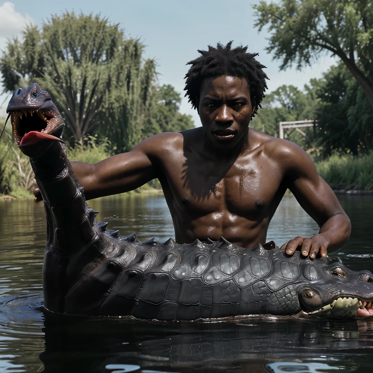 Imagine a young black man being cursed by his black grandfather to turn into a giant alligator and live forever in the river 