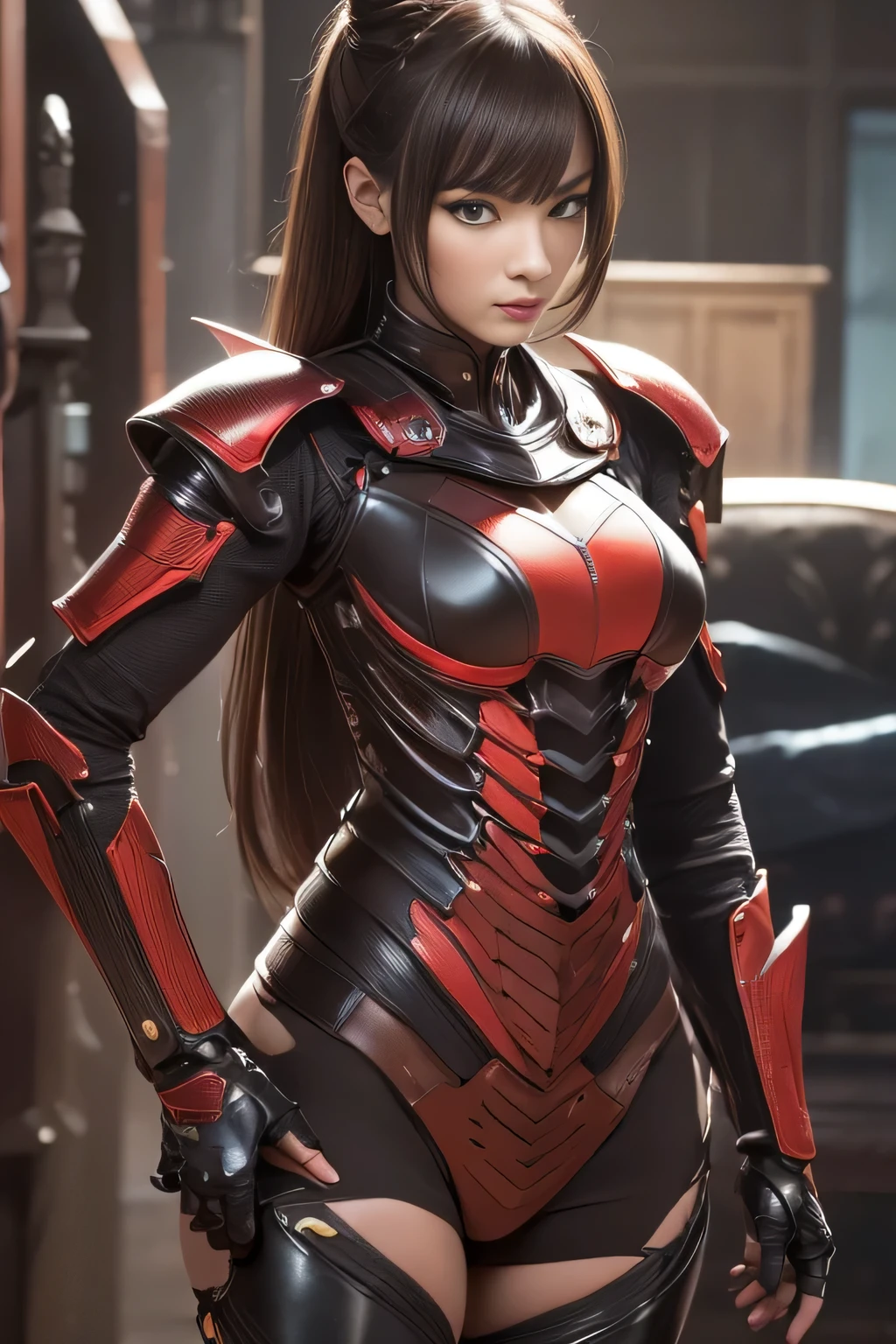 (High resolution,masterpiece,highest quality,Very detailed CG, anime, official art:1.4), realistic, photograph, amazing detail, everything is complicated, shiny and glossy,Amazing number of layers, 8K wallpaper, 3D, sketch, cute, figure,( alone:1.4), perfect female proportions,villain&#39;s daughter, (Fusion of dark brown cockroach and lady:1.4), (brown cockroach woman:1.2), (brown cockroach woman:1.2), (Fusion:1.2), (alone:1.4), (evil smile:1.2), muscular, abs, (Cockroach brown exoskeleton bio insect suit:1.4), (Cockroach brown exoskeleton bio insect armor:1.2), (brown transparent cockroach feathers:1.4), (Antennae of brown cockroaches:1.3),