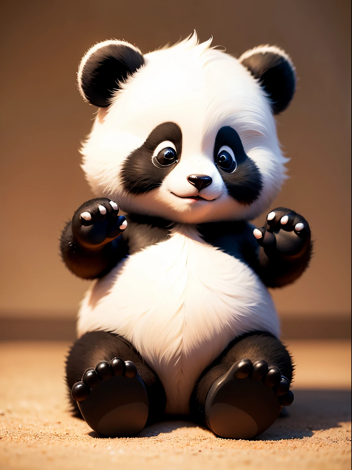 cartoon panda, fluffy fur