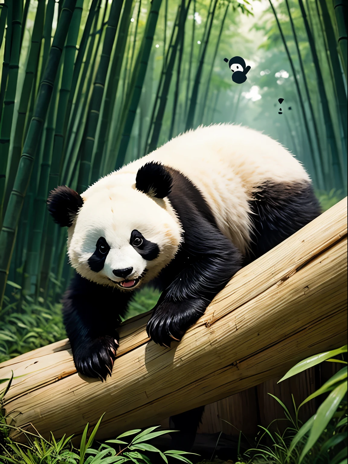 cute panda bear in a bamboo forest