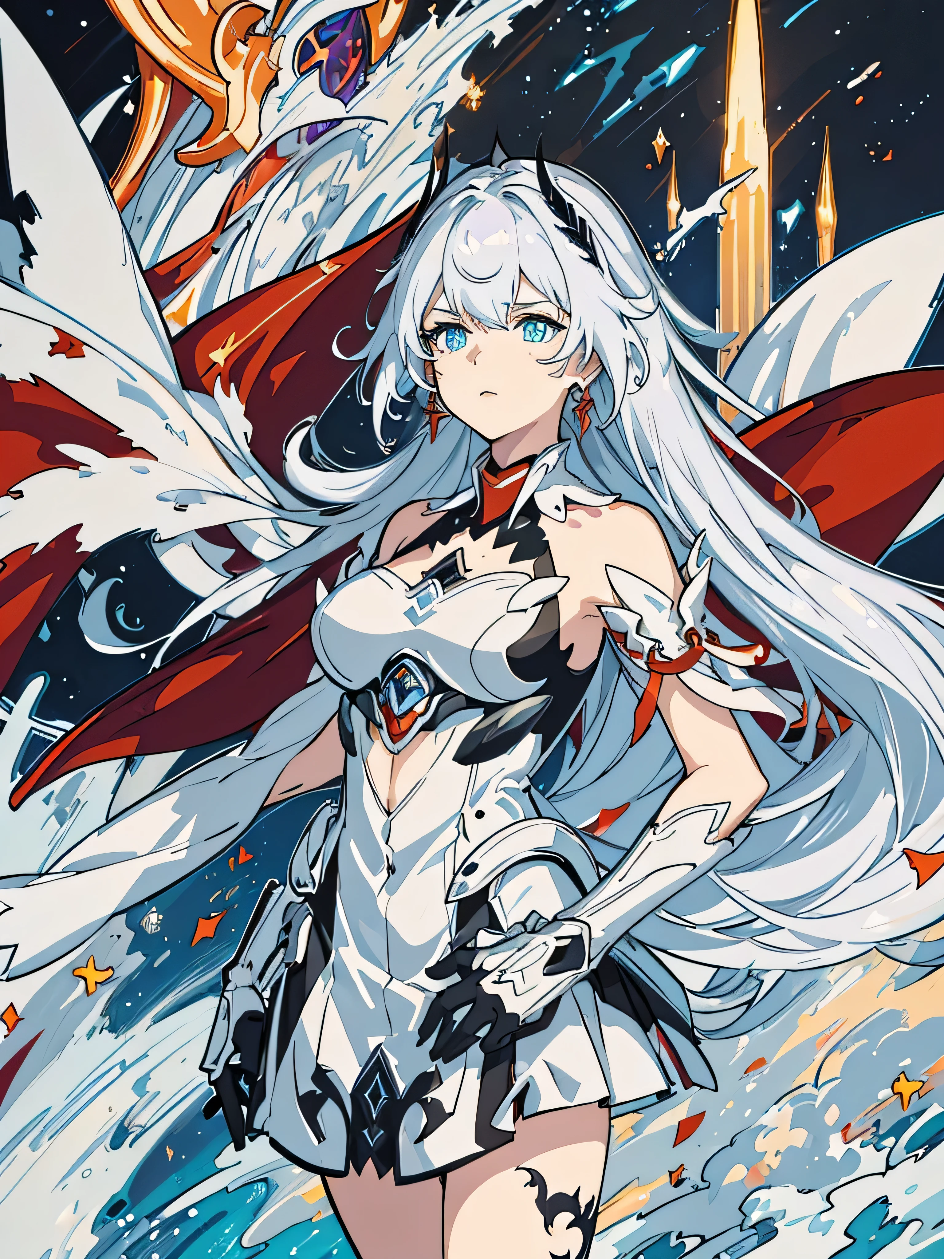 (best quality,4k,8k,highres,masterpiece:1.2),ultra-detailed,realistic,photorealistic:1.37,kiana form honkai impact,girl,beautiful detailed eyes,beautiful detailed lips,extremely detailed eyes and face,longeyelashes,dark purple hair flowing in the wind,golden ribbon tied on the side of her hair,red mechanical gauntlets on her hands,fierce yet determined expression,sparkling blue energy surrounding her body,glowing blue eyes with a hint of determination,flowers blooming behind her,partially destroyed city in the background,moonlight illuminating the scene,deep purple color scheme,subtle shadows and highlights creating depth and dimension,sharp focus on the character with bokeh effect in the background,texture of oil painting,enhanced vibrant colors,impressive details and fine brushstrokes,attention to muscle definition and facial features,artistic interpretation of the character,combined with realistic elements to create an epic and awe-inspiring scene.