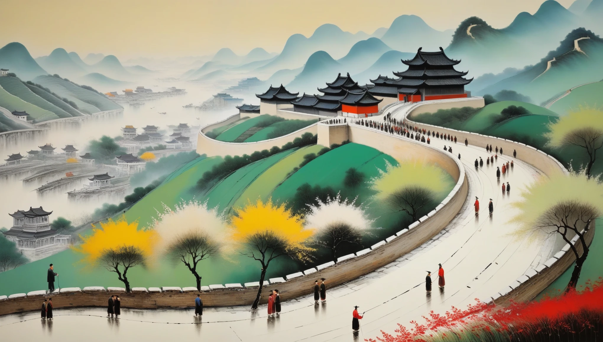 (Wu Guanzhong is creating oil paintings《old wall》),People from Yixing, Jiangsu,Committed to landscape oil painting creation,and explore the nationalization of oil painting,He tried to bring out the intuitive vividness of European oil paintings in depicting nature.、The richness and delicacy of oil painting colors and traditional Chinese art、Aesthetic ideals merged together,He strives to use traditional Chinese materials and tools to express modern,and explore the innovation of Chinese painting。