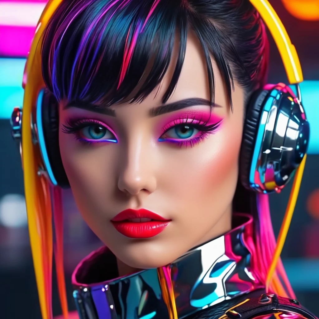 create an image demonstrating the style of ((Cyberpop)) style, hyper realism, 8k high definition, vibrant colors, sharp focus, insanely detailed