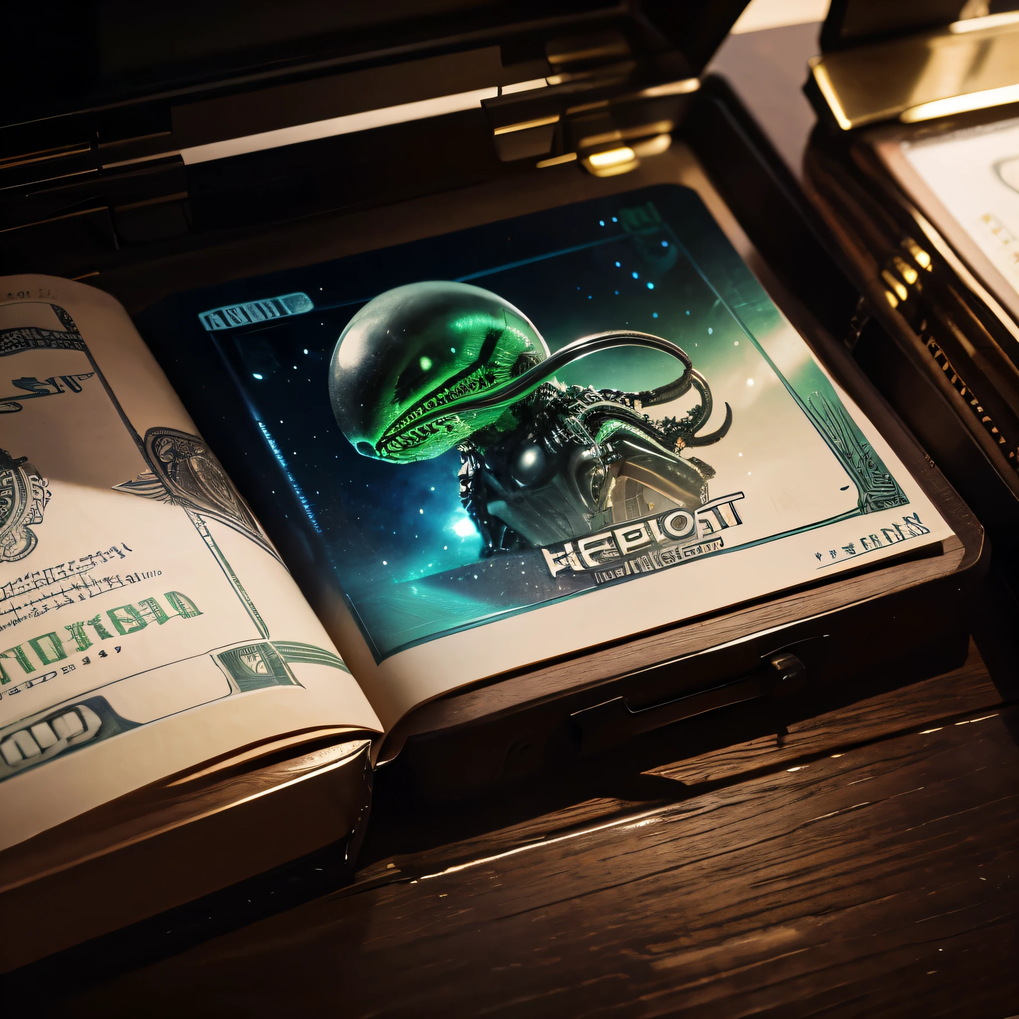 alien money note hyper detailed ultra realistic epic realism high resolution high definition