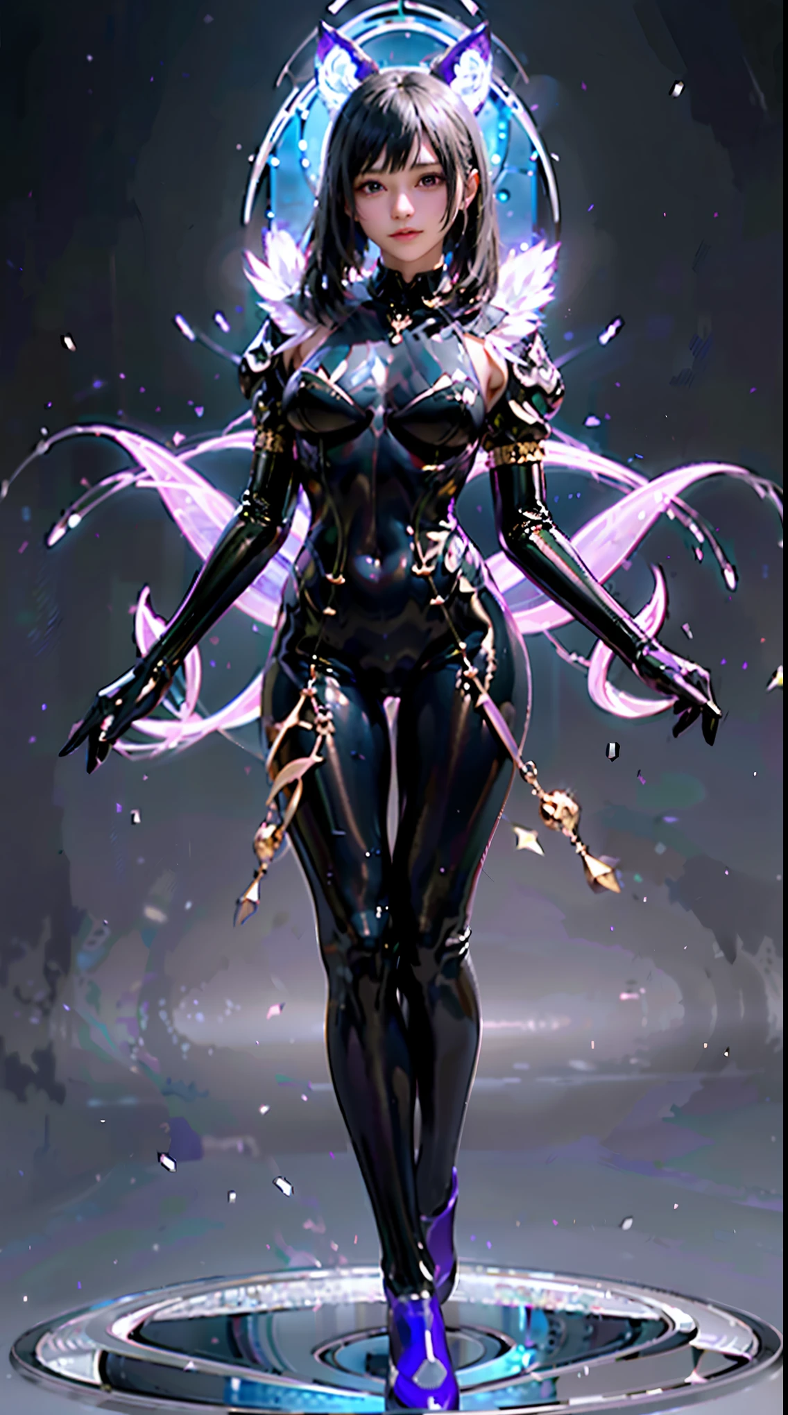 A digital art piece featuring a beautiful woman with a full body view, her chest adorned with intricate pneumatic tubes that give her a unique and otherworldly appearance. The stylistic rendering of this image, with its cinematic lighting and detailed digital painting, is truly mesmerizing.