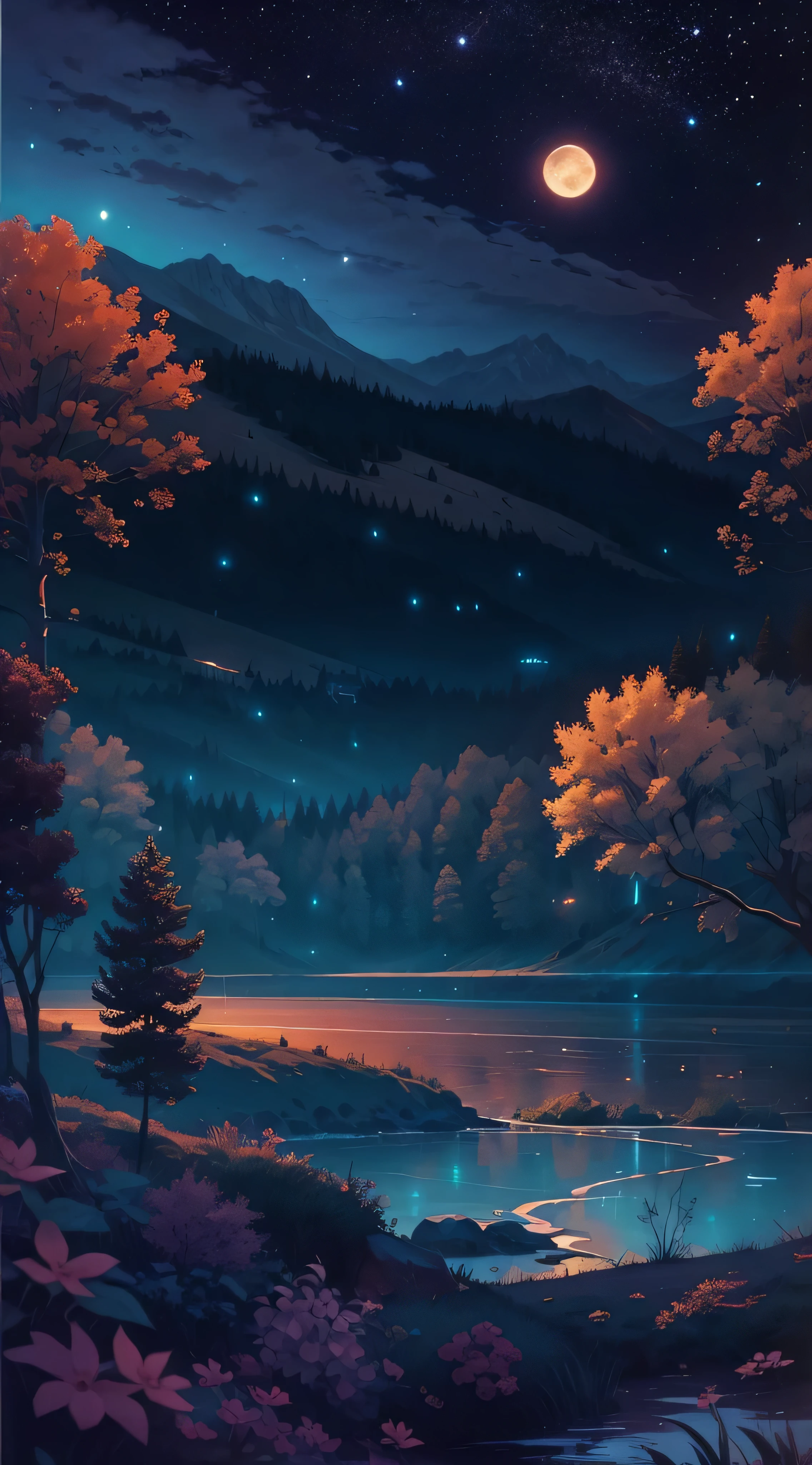 beautiful landscape, night