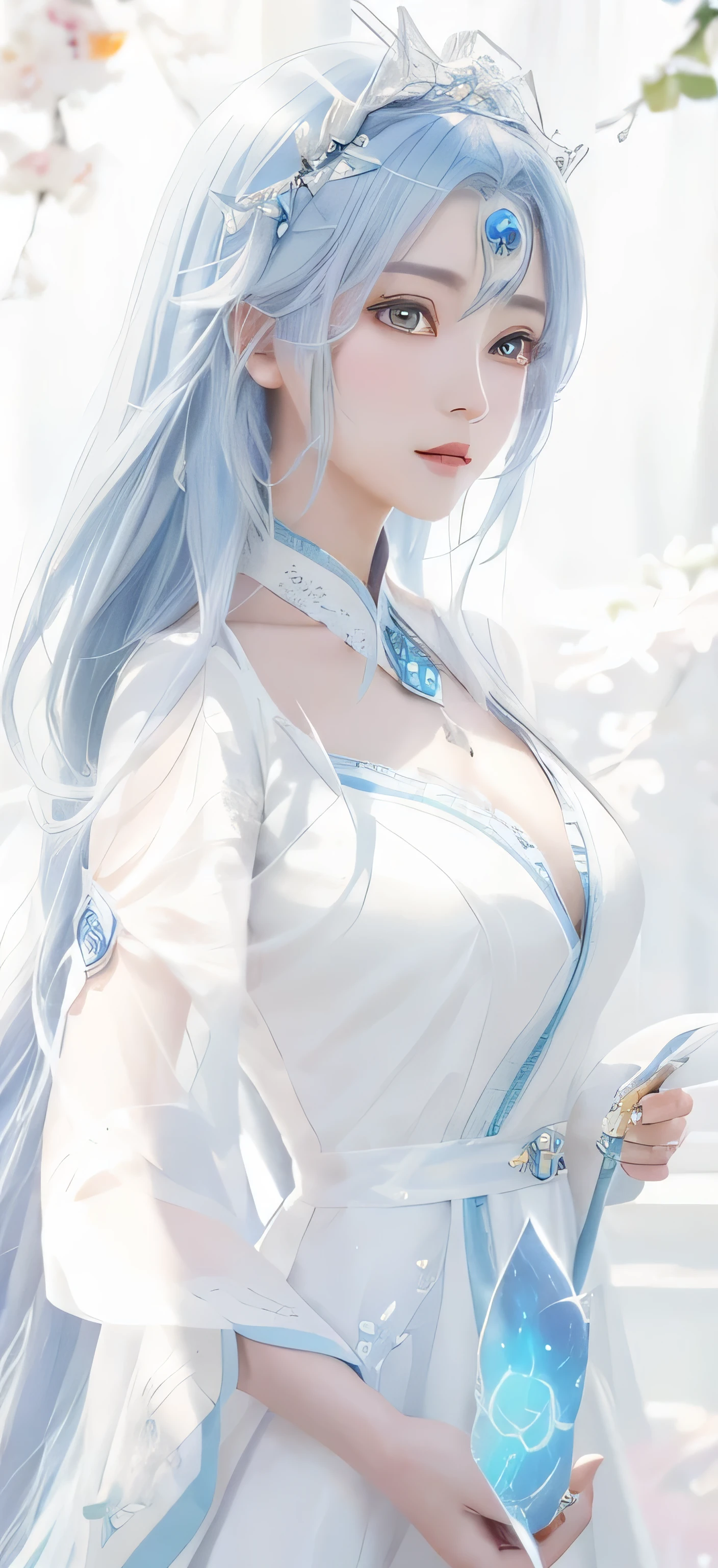 Anime style image wearing white dress、long hair woman, full body xianxia, goddess. extremely high detail, Popular topics on cgstation, Irelia from league of legends, Beautiful celestial mage, 8k high quality detailed art, Irelia, Astral Witch Clothes, Very detailed and beautiful fan art, Smooth anime CG art, extremely detailed goddess shot
