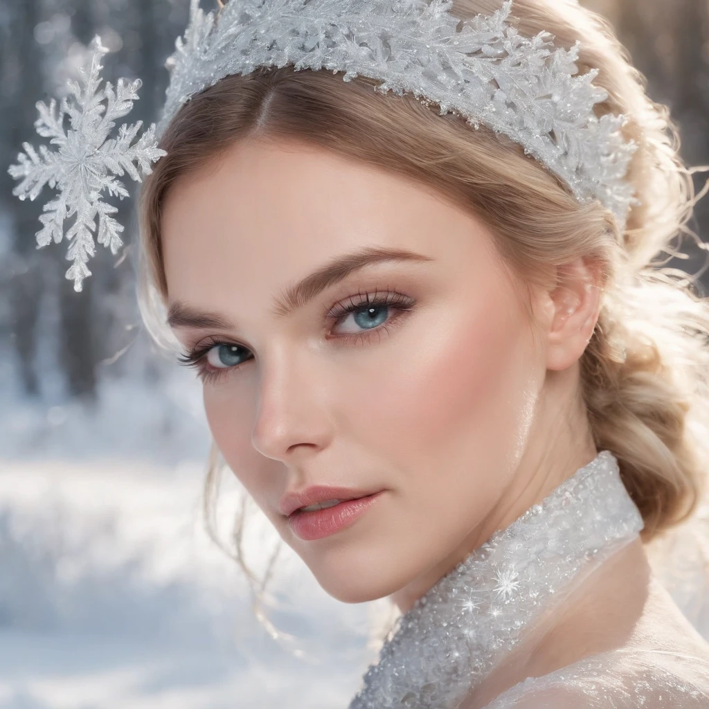(best quality,4K,8K,high resolution,chef-d'artwork:1.2),ultra-detailed,(realistic,photorealistic,photo-realistic:1.37), portrait de cow-boy,princesse de glace,Jeune femme,Beautiful detailed eyes,beautiful detailed lips,icy blue eyes,sparkling snowflakes fall around'elle,de la neige d'un blanc pur sur ses cheveux,detailed snow crystals,peinture délicate au coup de pinceau,couleurs fraîches de l'hiver,Des tons pastels doux,ombres subtiles,Long cils,teintes bleues vives,Ethereal atmosphere,Sharpness,Rendu high resolution,subtle shine on ice crystals,Peau translucide,air vif,Dreamy expression,icy landscape in the background,sol enneigé d'un blanc pur,maquillage impeccable,a slight blush on his cheeks,teint lumineux,a delicate silver tiara on the head,powerful and captivating presence,pose gracieuse,de subtils reflets scintillants sur ses cheveux,subtle bokeh lights,soft, diffused lighting,ambiance onirique, photographie de tir de cowboy.
