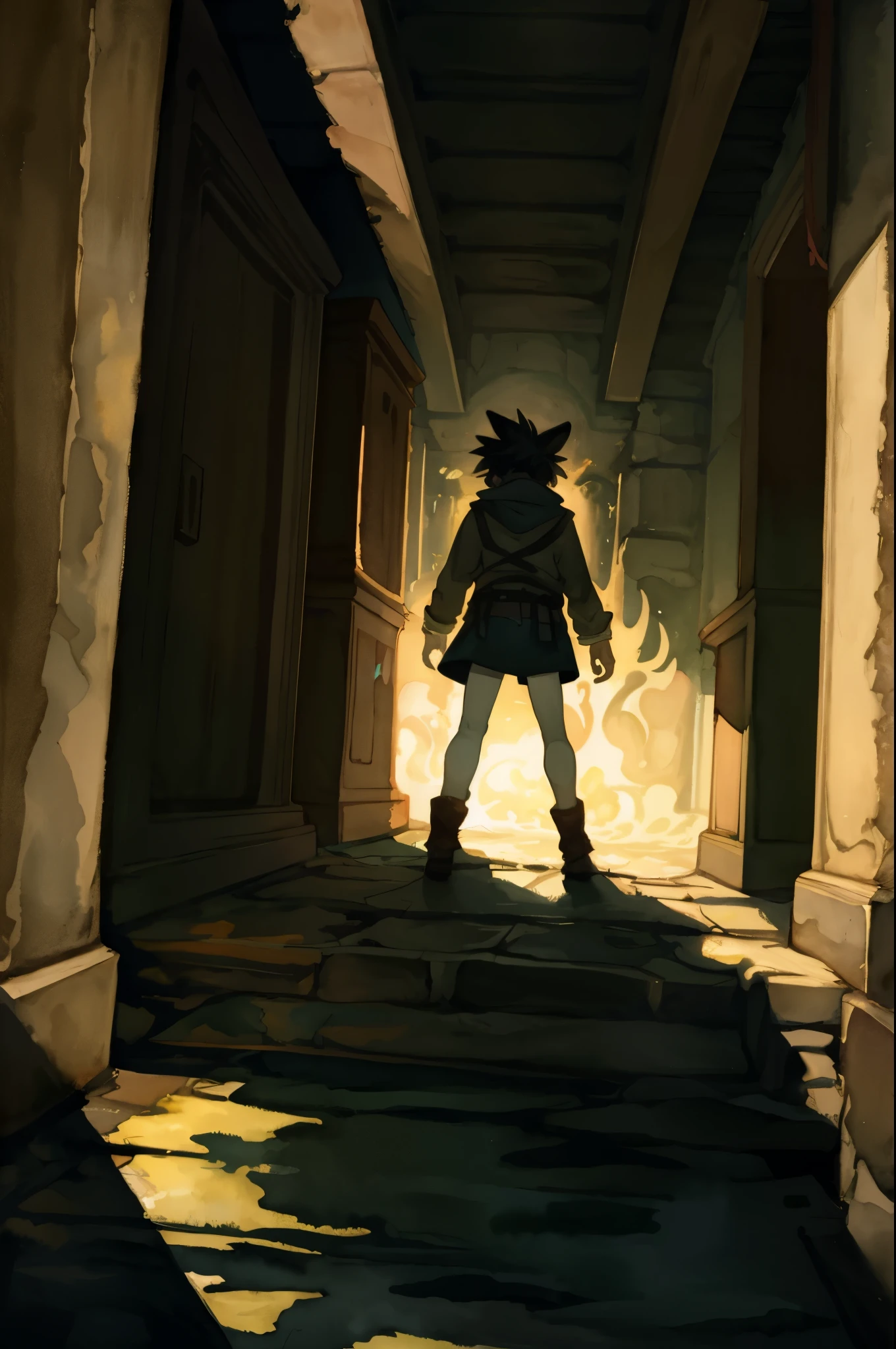 cover page, watercolor, highres, paid reward available, unparalleled masterpiece, perfect anatomy, terrifying tale, Hansel and Gretel, good lighting, volumetric lighting, cinematic shadow,