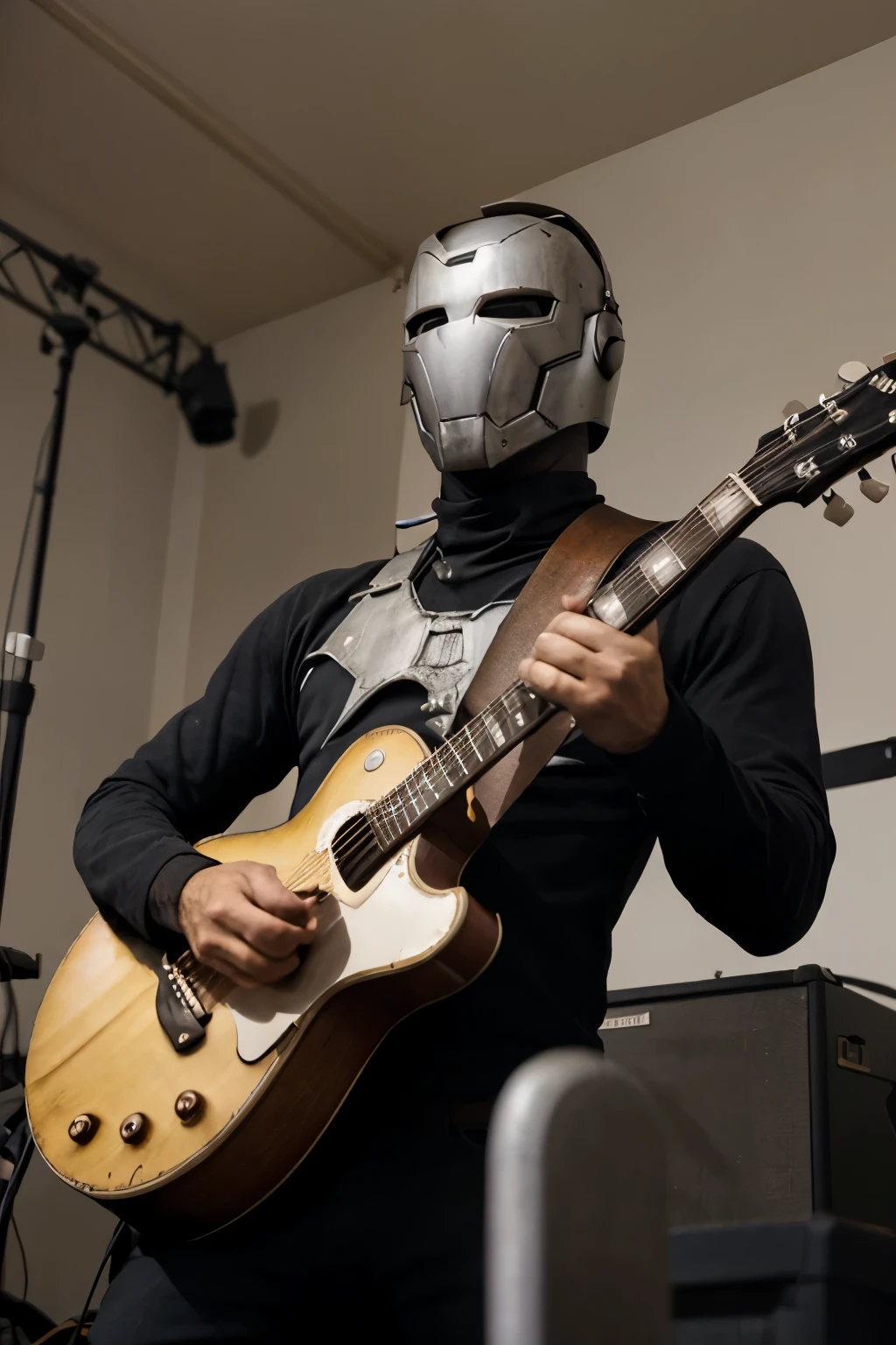 Homem de ferro Black tocando guitarra