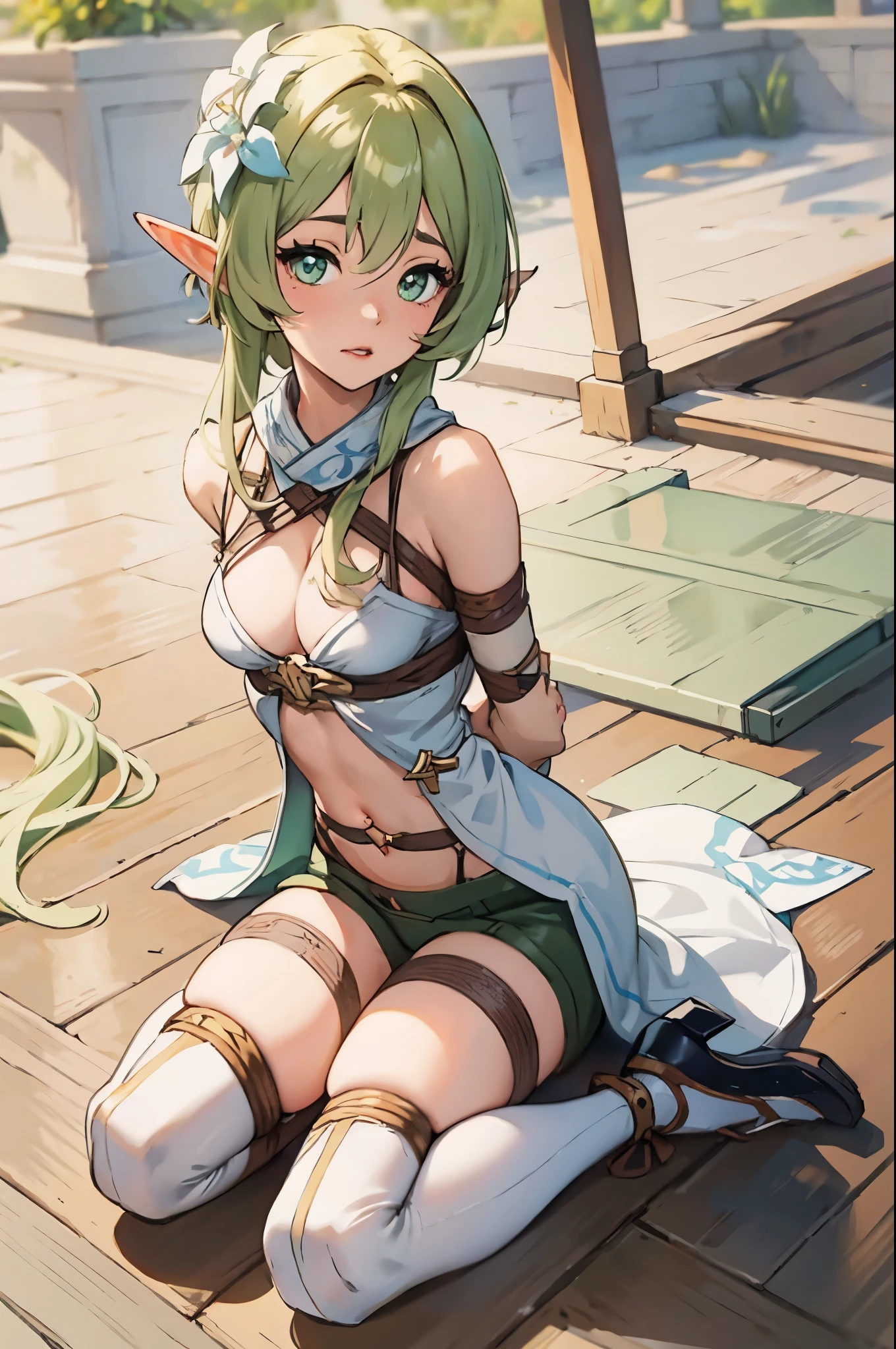 anime girl sitting on the ground with a sword in her hand, elf girl, alluring elf princess knight, trending on artstation pixiv, seductive anime girl, rin, guweiz on pixiv artstation, extremely detailed artgerm, an elf, guweiz on artstation pixiv, top rated on pixiv, keqing from genshin impact, 8k