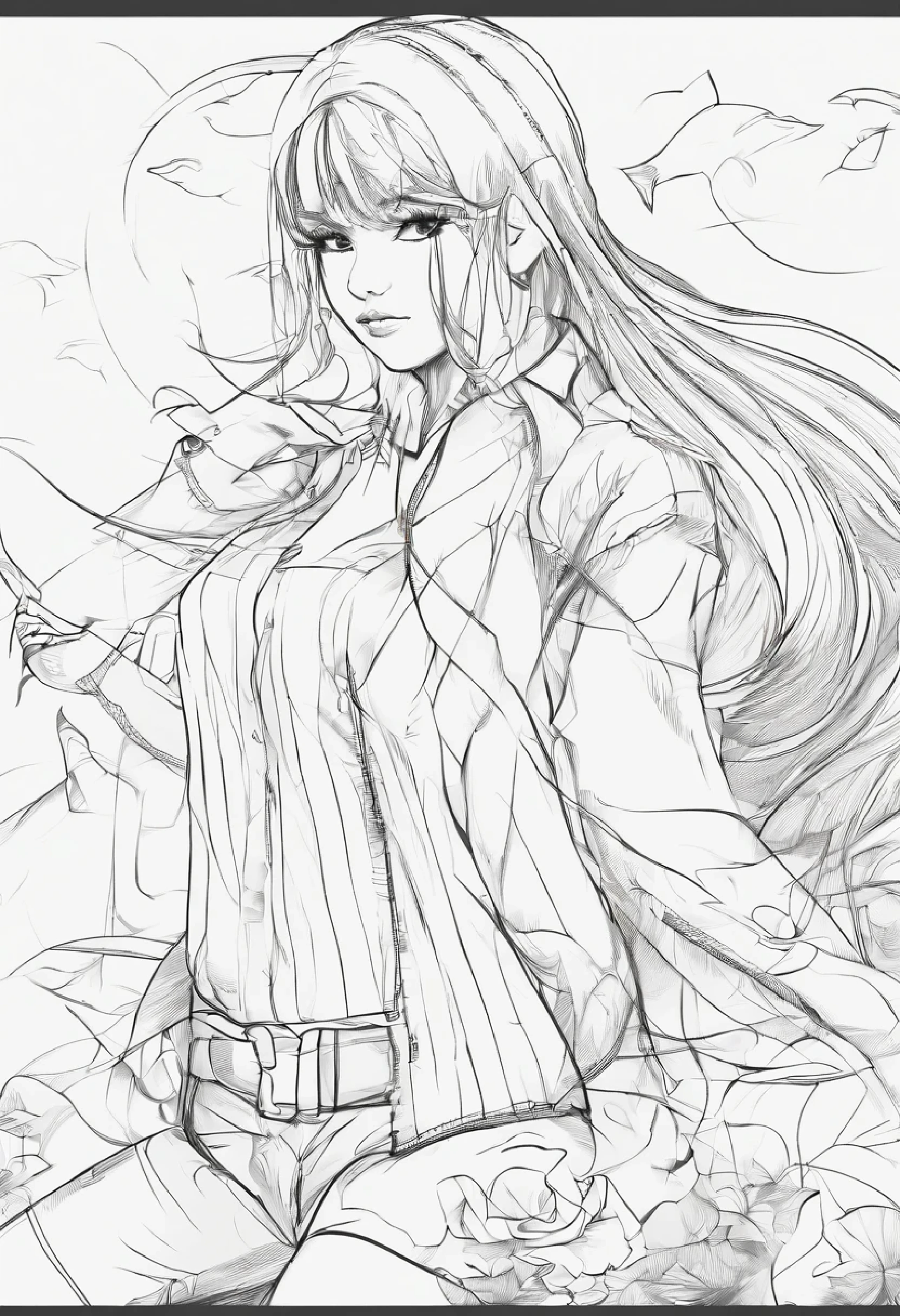 ((masterpiece:1.2, best quality)), 2girls, solo, (cute clothes), platinum blonde, long hair, (top view, front focus, looking straight ahead), (forehead), jumping, Above the waist, ponytail, big tits, nami:1.1