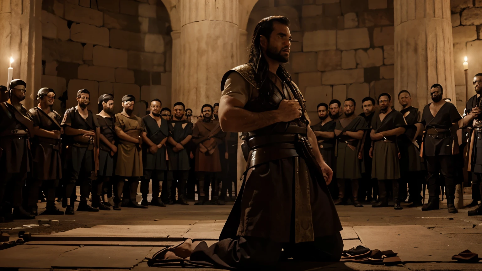 crei essa imagem: Eleazar ben Ya'ir lidera os judeus na fortaleza de Massada contra os romanos.