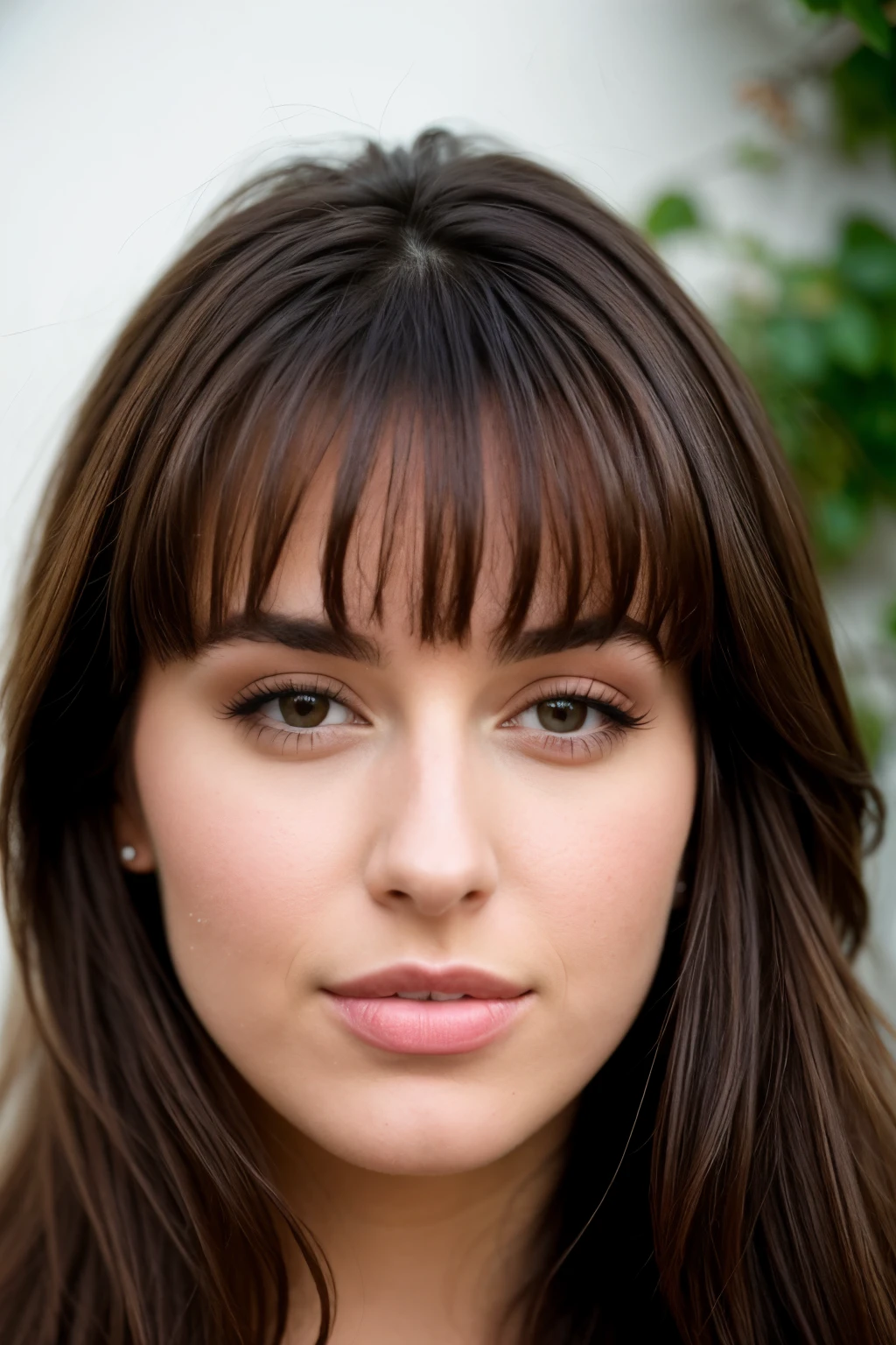 A photorealistic portrait of a 26 year old, she is brune and she look like lela star